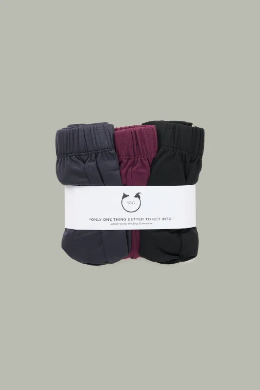 Lyocell Boxer Briefs Graphite, Wine, and Black 3 pack sold by Wolf vs Goat