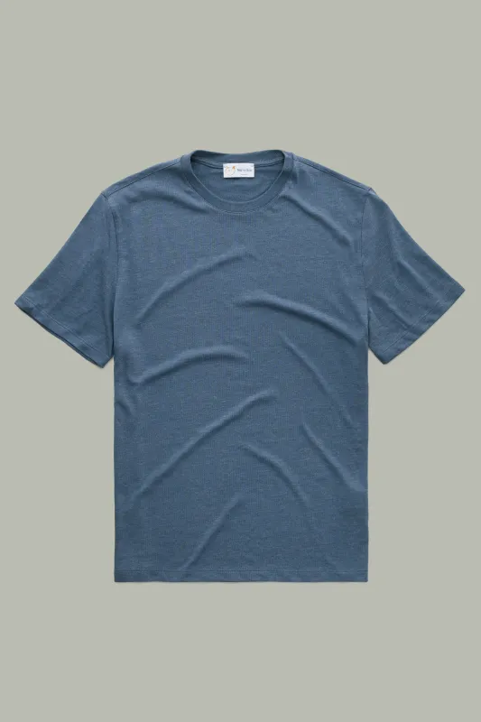 Heavyweight Short Sleeve Bamboo Sorona Jersey Crewneck Navy sold by Wolf vs Goat