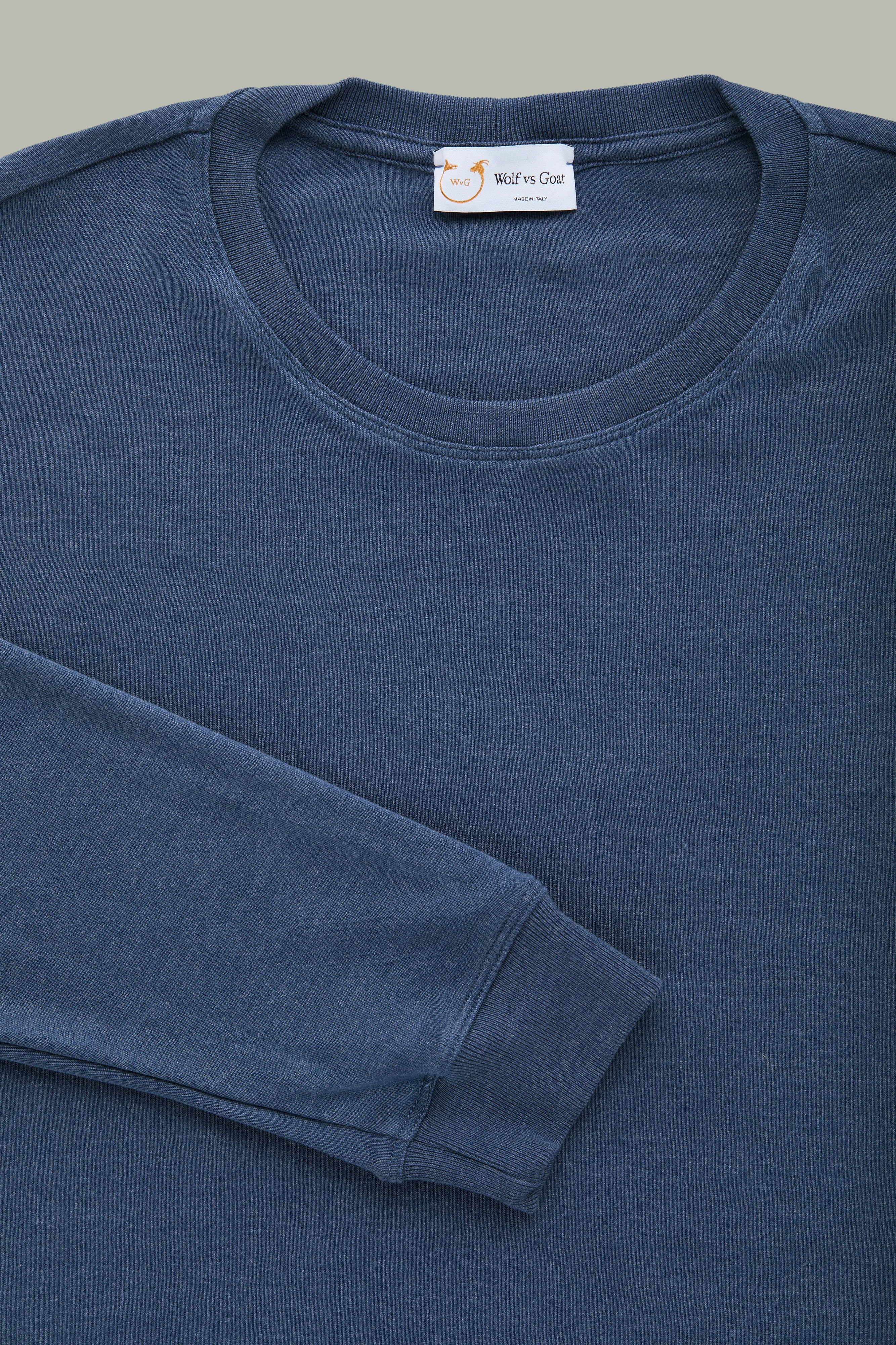 Heavyweight Bamboo Sorona Interlock Long Sleeve Crew Navy sold by Wolf vs Goat product image thumbnail 3