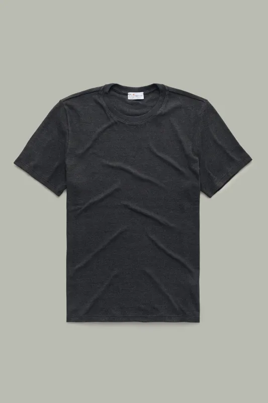 Heavyweight Bamboo Sorona Interlock Short Sleeve Crew Black sold by Wolf vs Goat