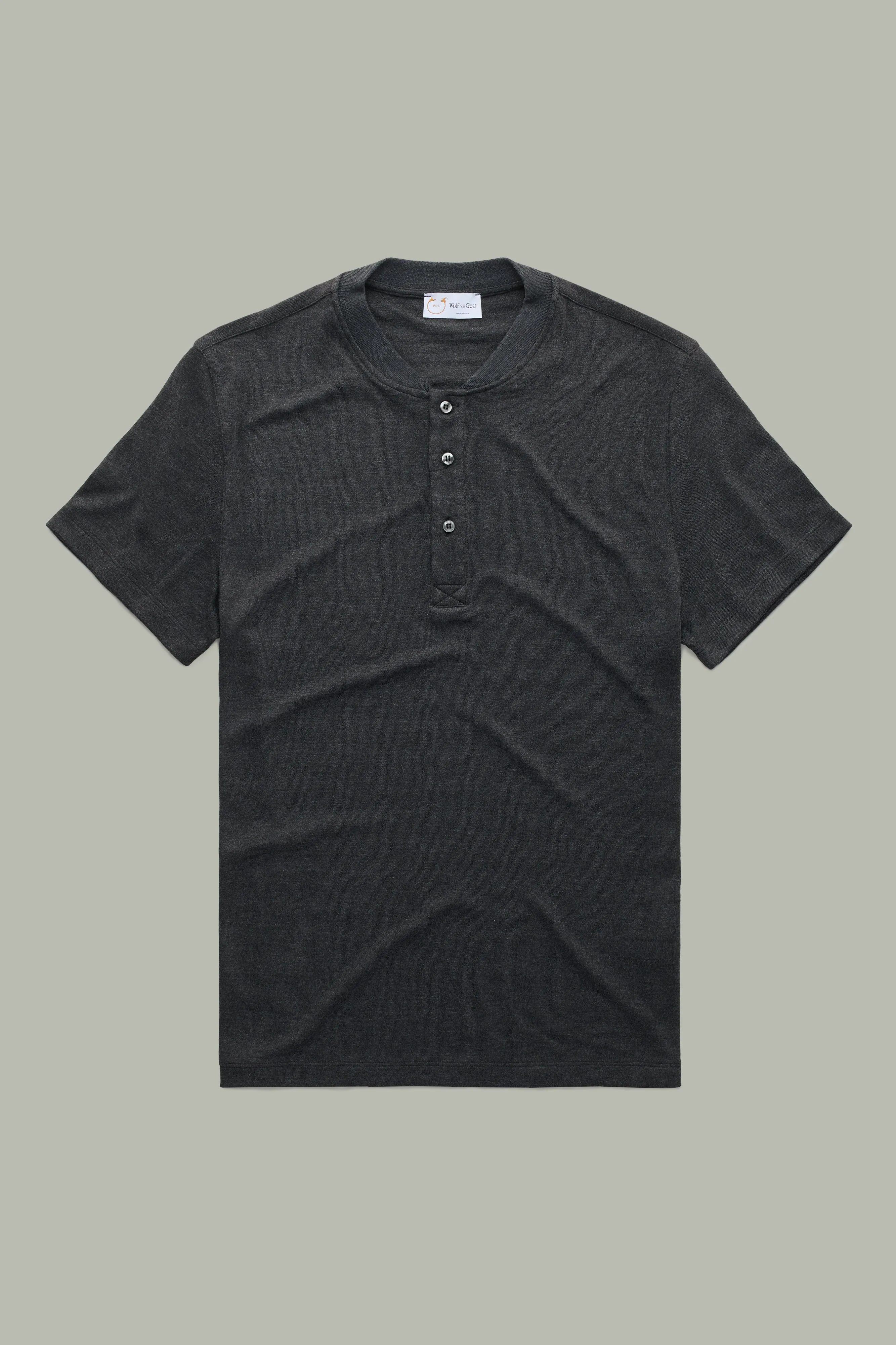 Henley Short Sleeve Bamboo Sorona Interlock Black sold by Wolf vs Goat