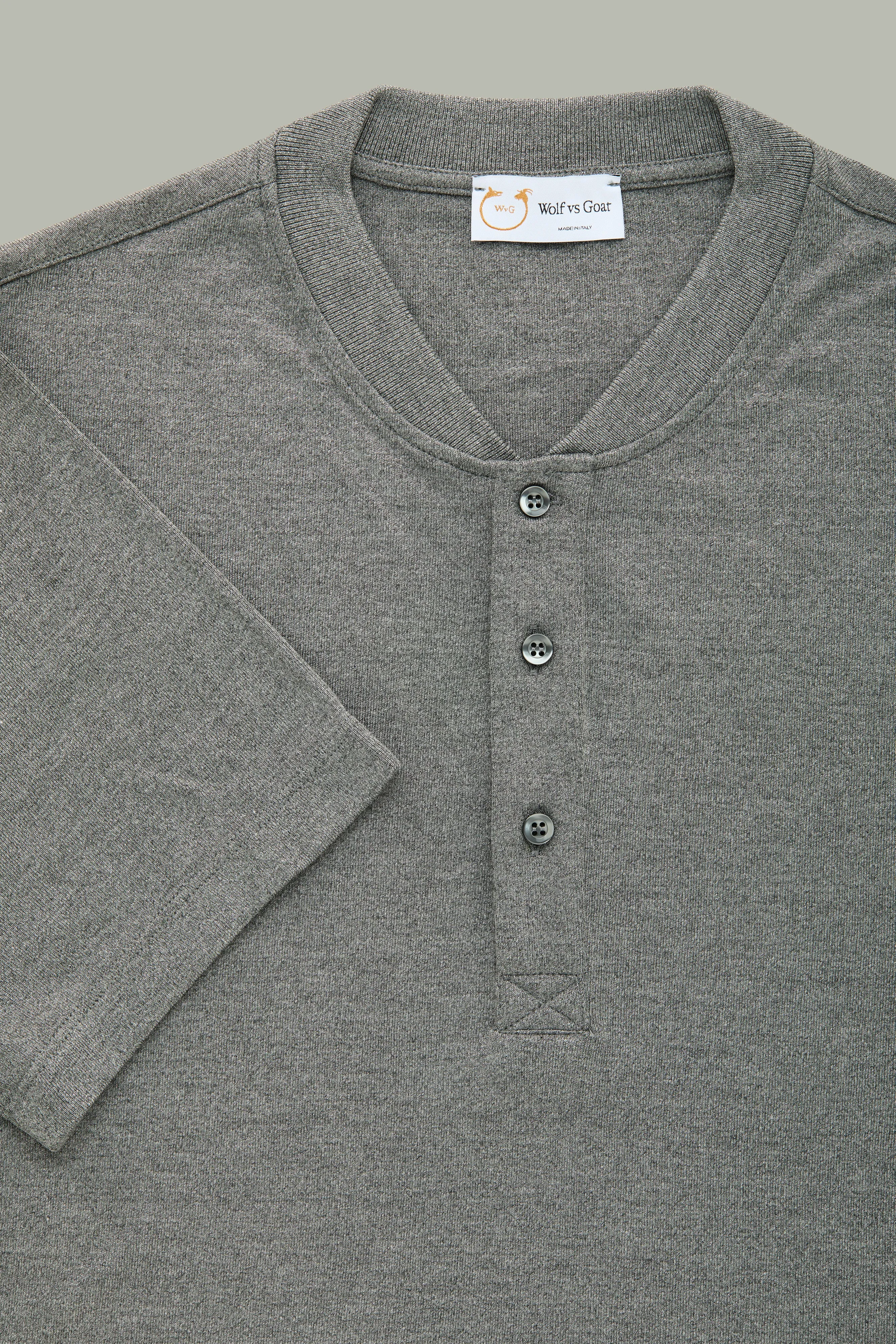Henley Short Sleeve Bamboo Sorona Interlock Grey sold by Wolf vs Goat product image thumbnail 2