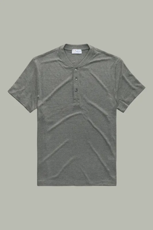 Henley Short Sleeve Bamboo Sorona Interlock Grey sold by Wolf vs Goat