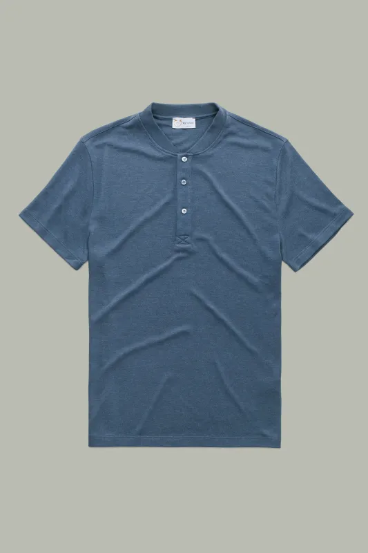 Henley Short Sleeve Bamboo Sorona Interlock Navy sold by Wolf vs Goat