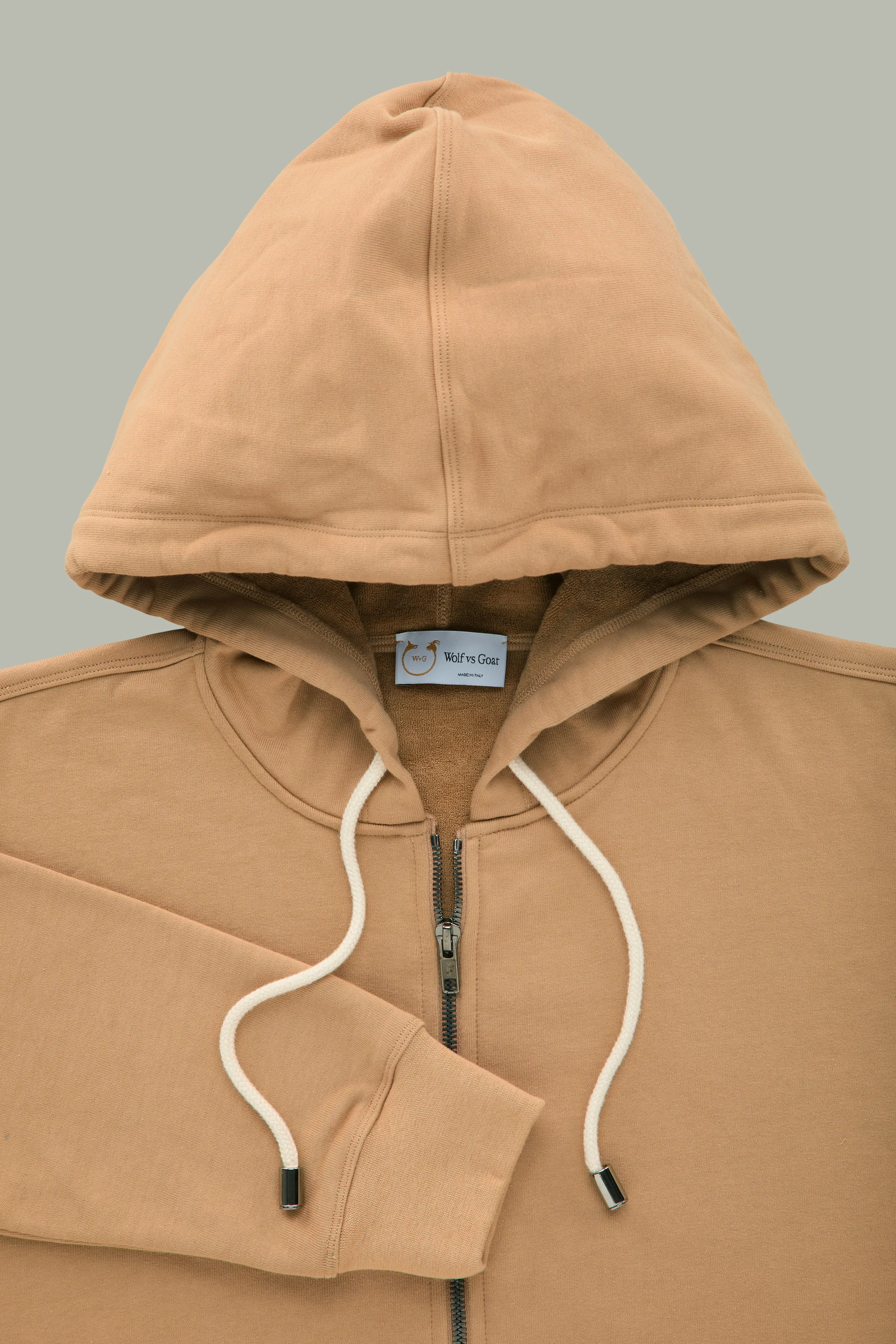 Cotton Cashmere Long Sleeve Zip-Up Hoodie Caramel sold by Wolf vs Goat product image thumbnail 2