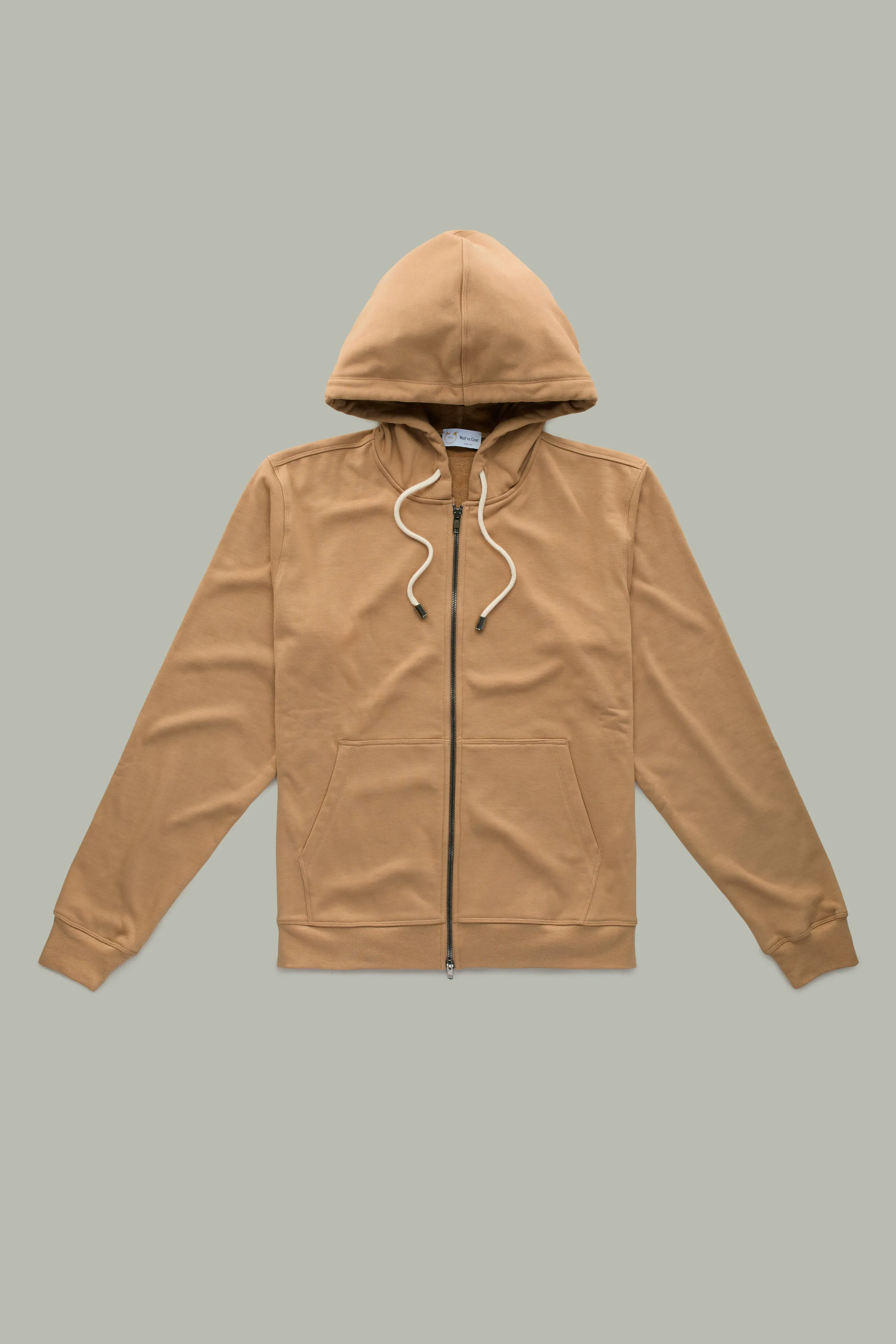 Cotton Cashmere Long Sleeve Zip-Up Hoodie Caramel sold by Wolf vs Goat