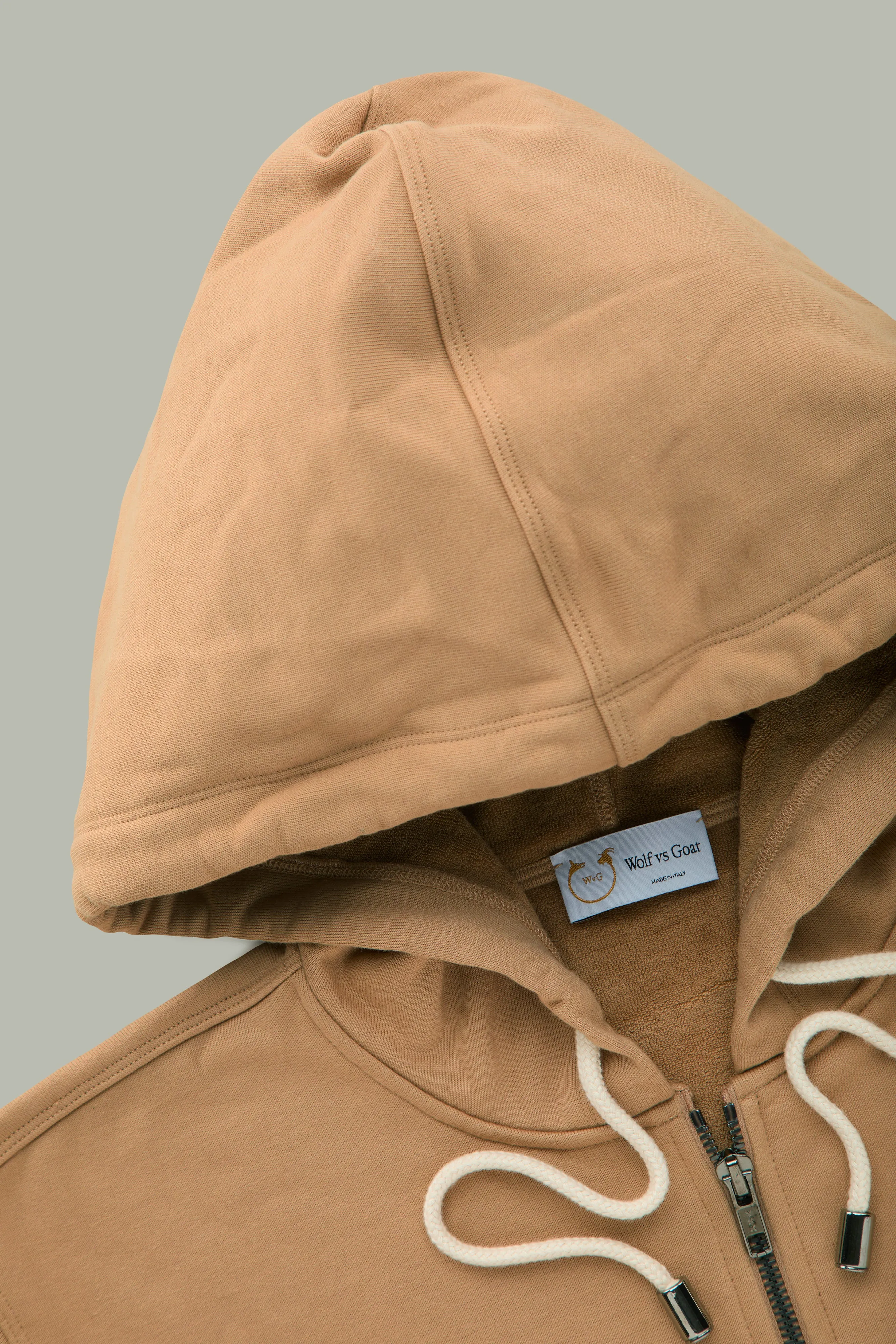 Cotton Cashmere Long Sleeve Zip-Up Hoodie Caramel sold by Wolf vs Goat product image thumbnail 3