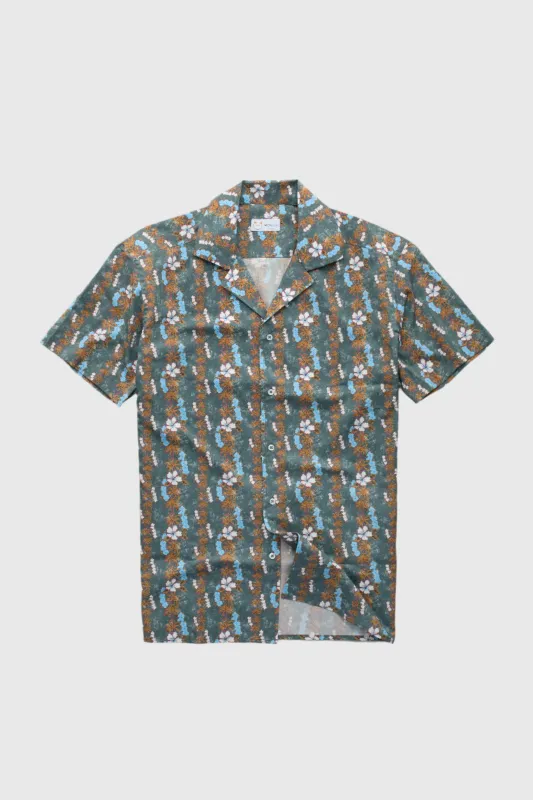 Silk Bowling Shirt White and Blue Hibiscus sold by Wolf vs Goat