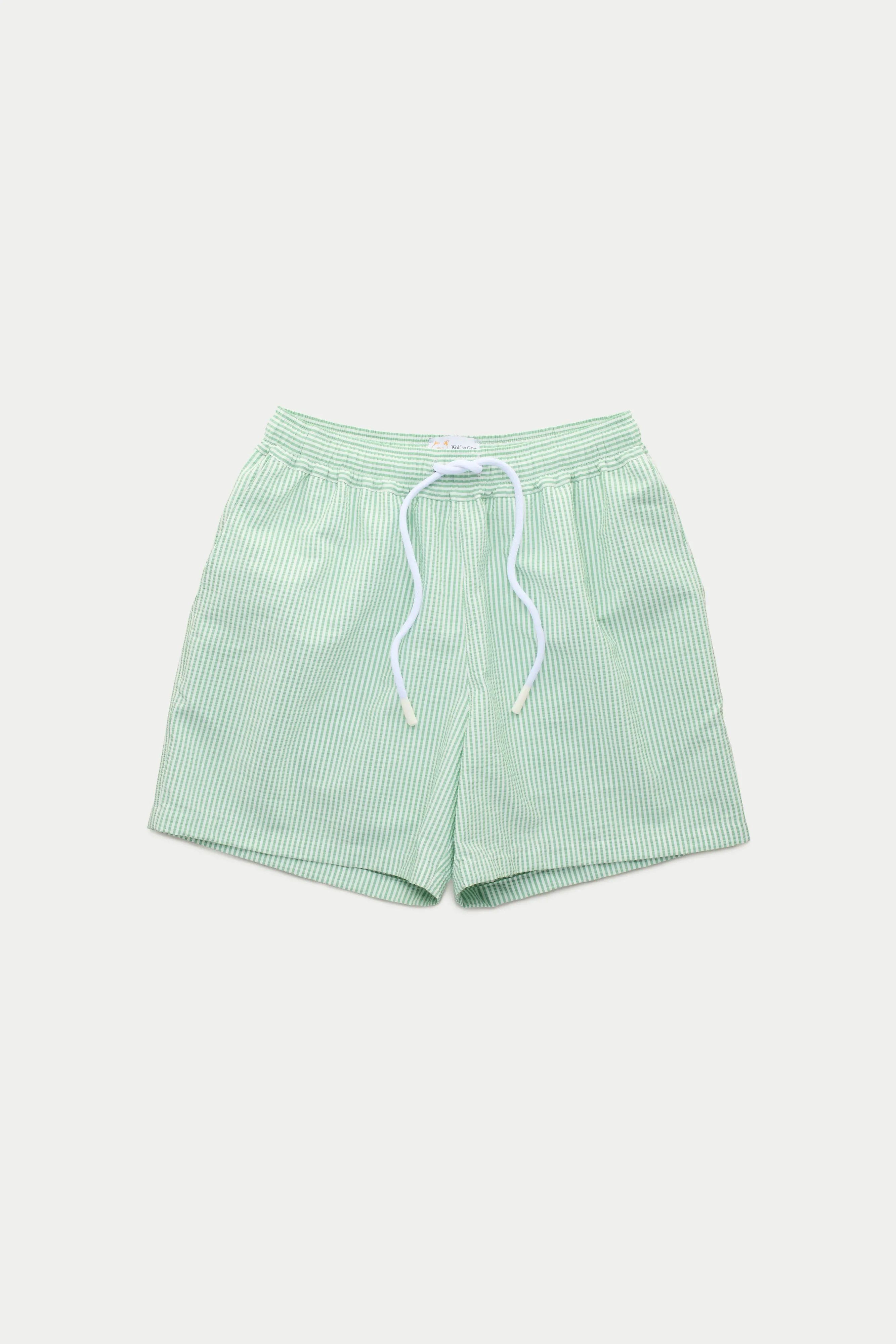 Swim Shorts Spearmint and White Seersucker 5" inseam sold by Wolf vs Goat