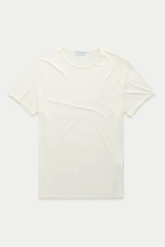 Bamboo Sorona Short Sleeve Roll Neck T-Shirt Snow White sold by Wolf vs Goat