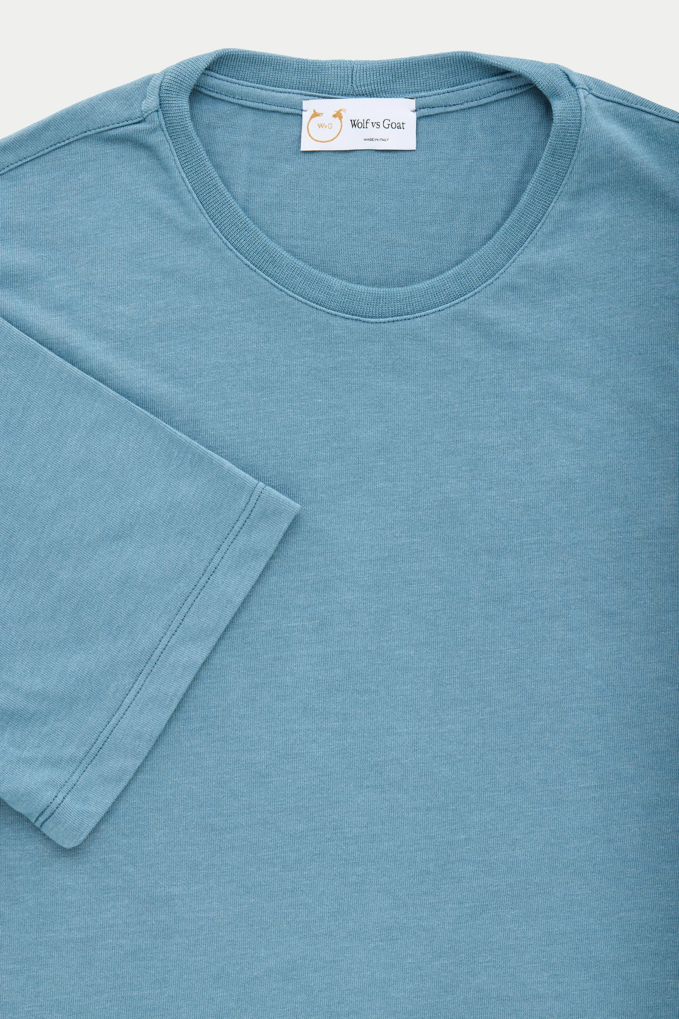 Heavyweight Short Sleeve Bamboo Sorona Jersey Crewneck Aegean Blue sold by Wolf vs Goat product image thumbnail 2