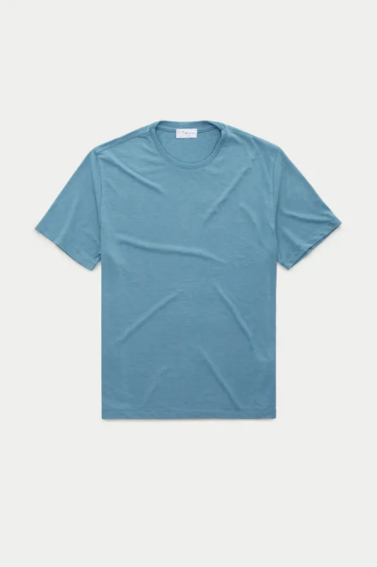 Heavyweight Short Sleeve Bamboo Sorona Jersey Crewneck Aegean Blue sold by Wolf vs Goat