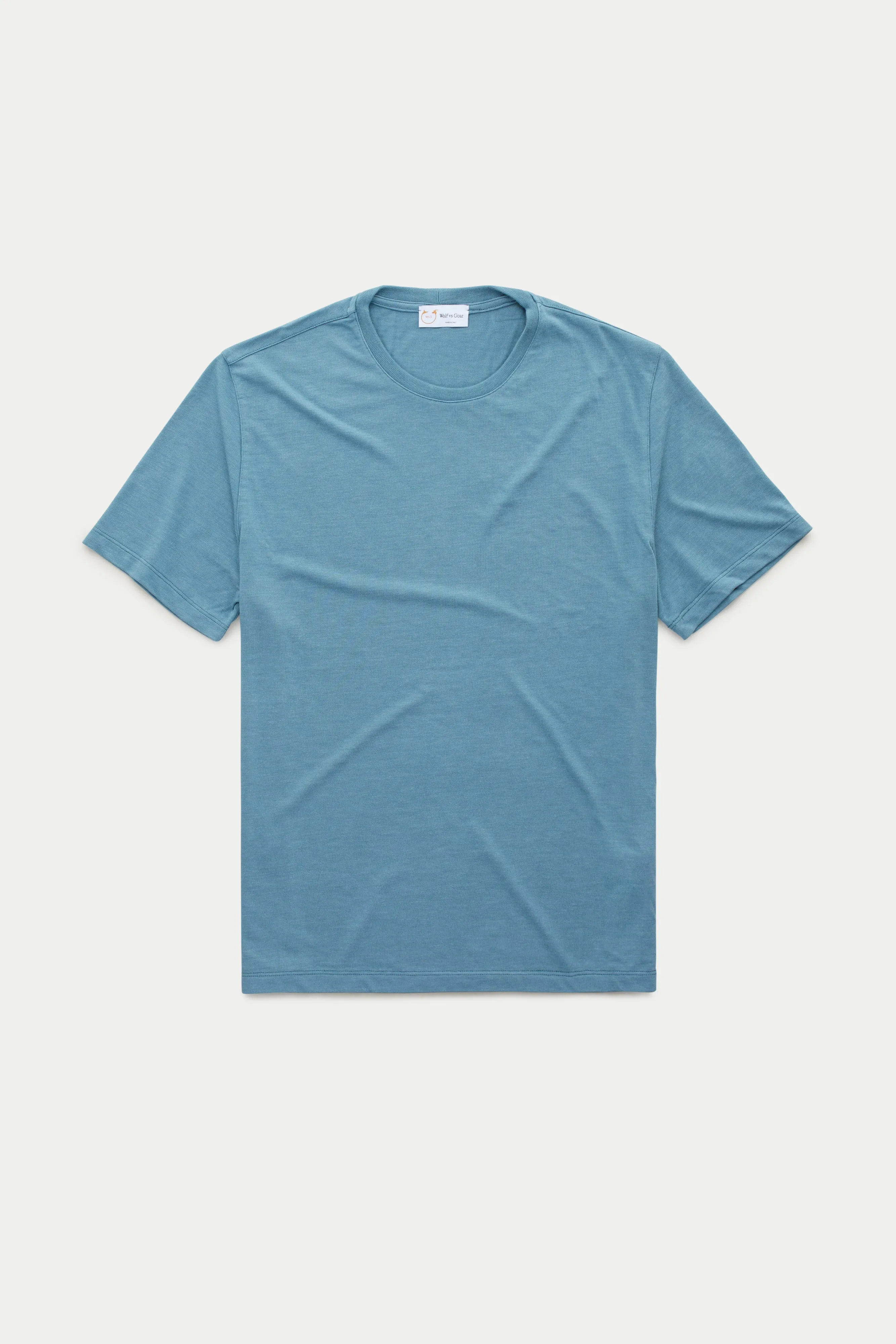 Heavyweight Short Sleeve Bamboo Sorona Jersey Crewneck Aegean Blue sold by Wolf vs Goat