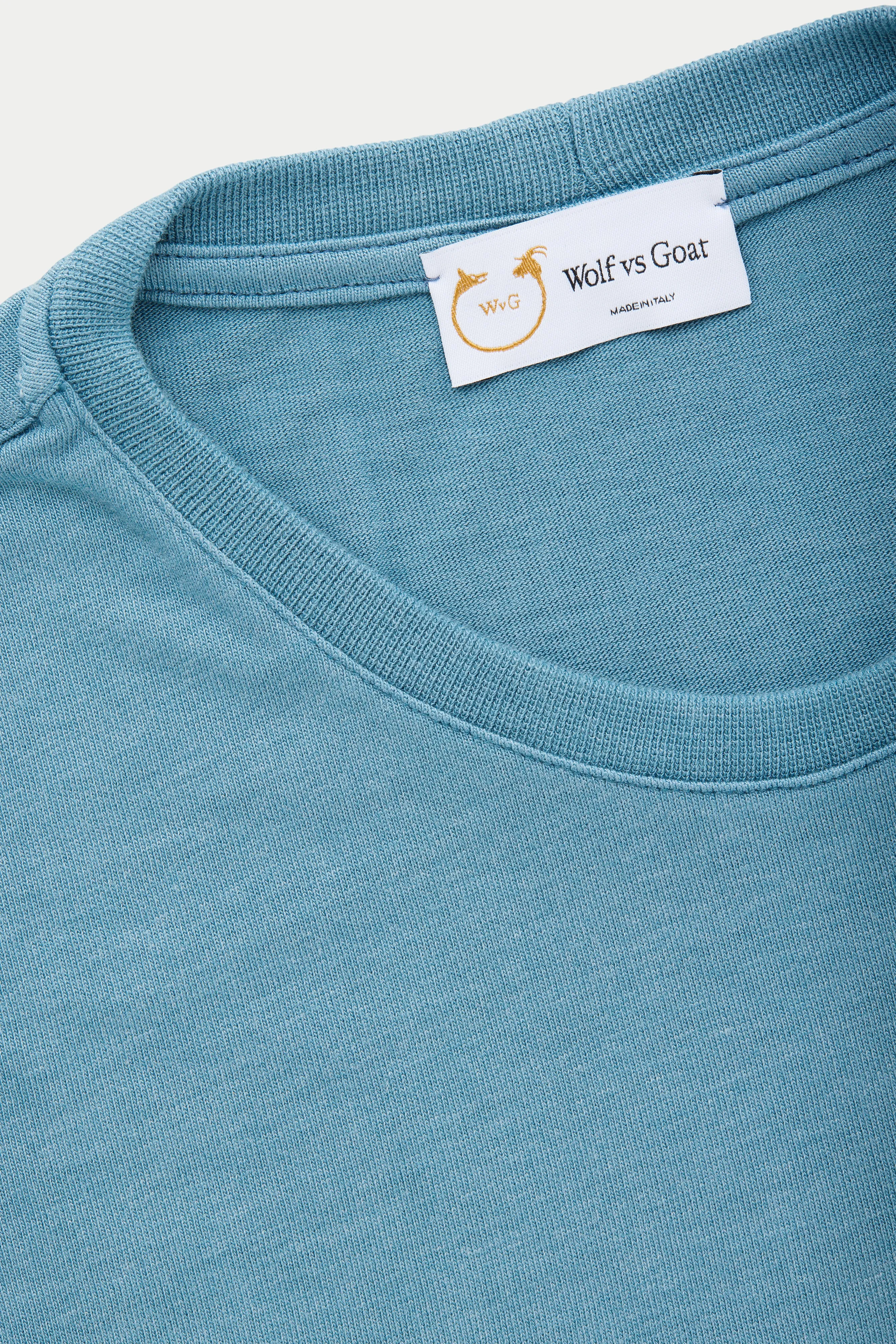 Heavyweight Short Sleeve Bamboo Sorona Jersey Crewneck Aegean Blue sold by Wolf vs Goat product image thumbnail 3