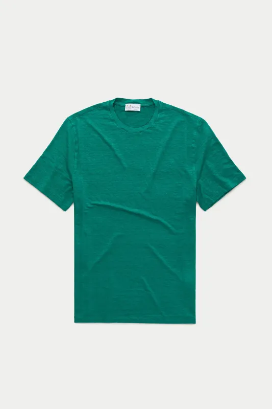 Short Sleeve Linen Crew Neck Tee Porcelain Green sold by Wolf vs Goat
