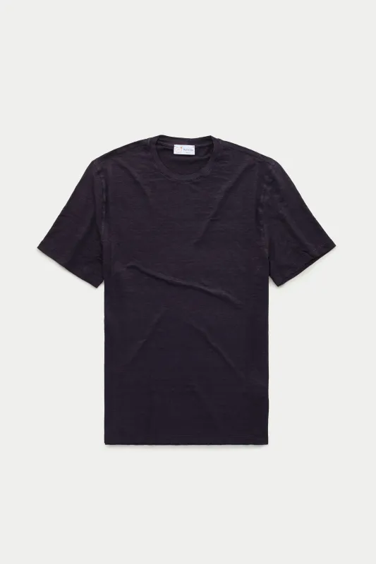 Short Sleeve Linen Crew Neck Tee Mood Indigo sold by Wolf vs Goat