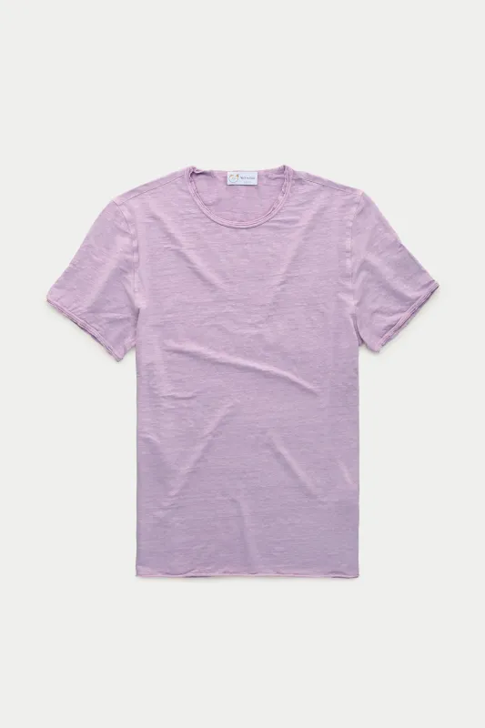 Short Sleeve Linen Roll Neck Tee Shirt Lavender Frost sold by Wolf vs Goat