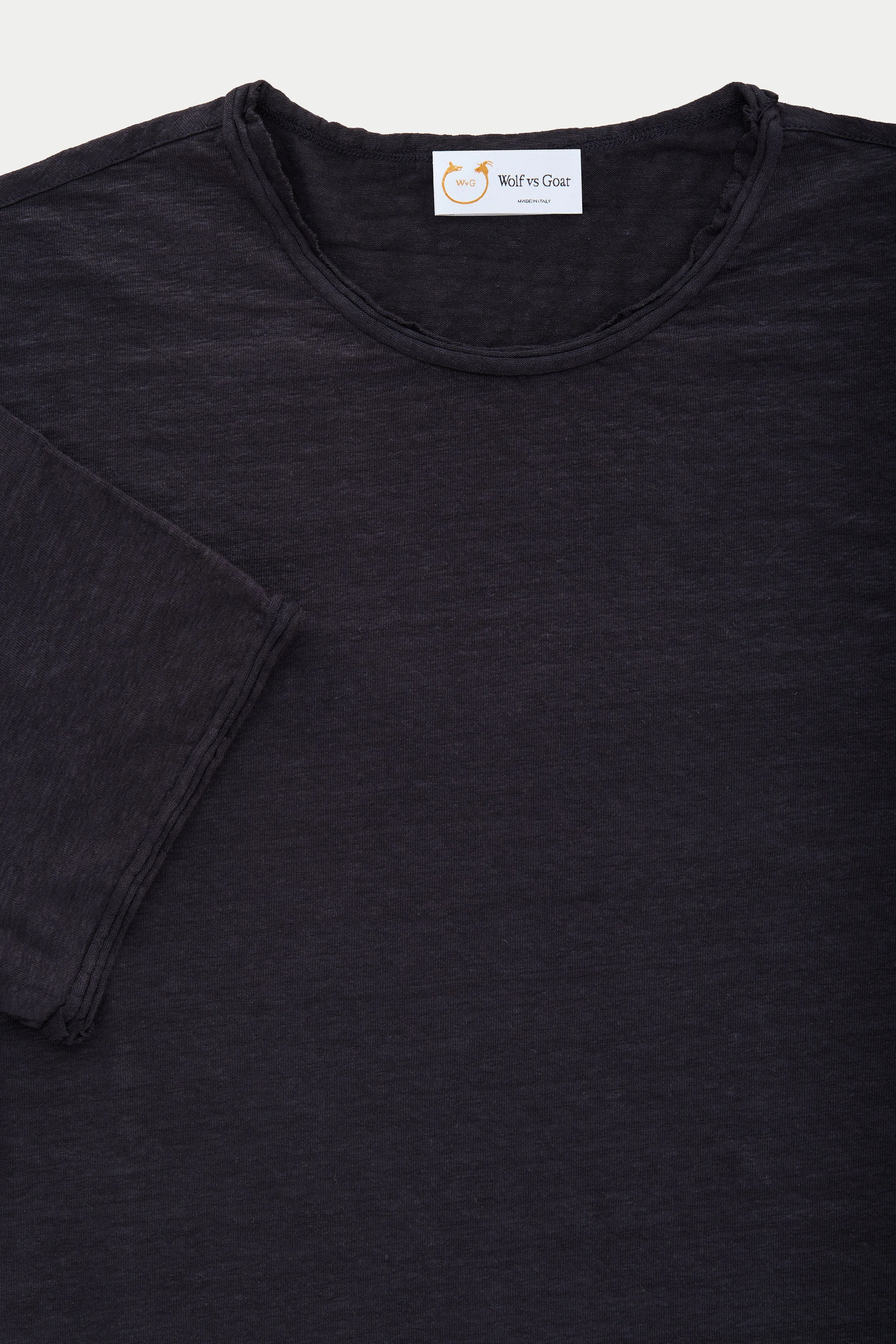 Short Sleeve Linen Roll Neck Tee Shirt Mood Indigo sold by Wolf vs Goat product image thumbnail 2
