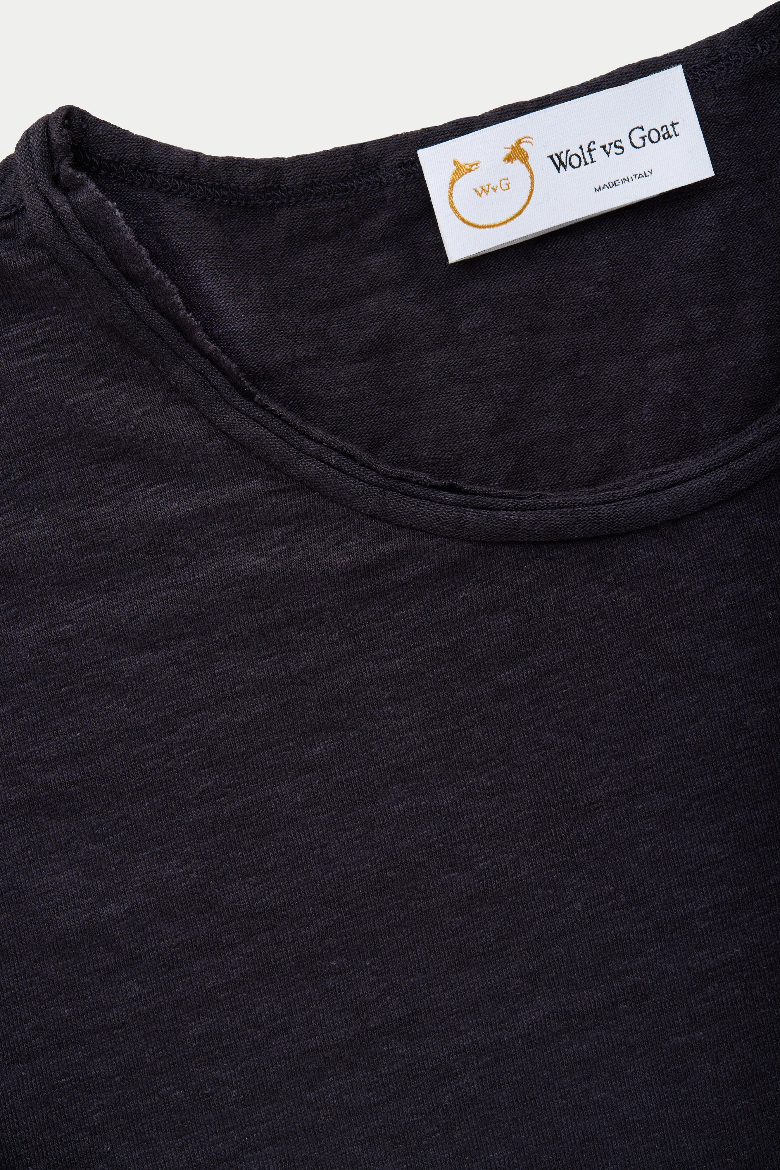 Short Sleeve Linen Roll Neck Tee Shirt Mood Indigo sold by Wolf vs Goat product image thumbnail 3