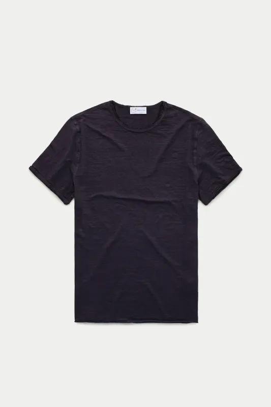 Short Sleeve Linen Roll Neck Tee Shirt Mood Indigo sold by Wolf vs Goat