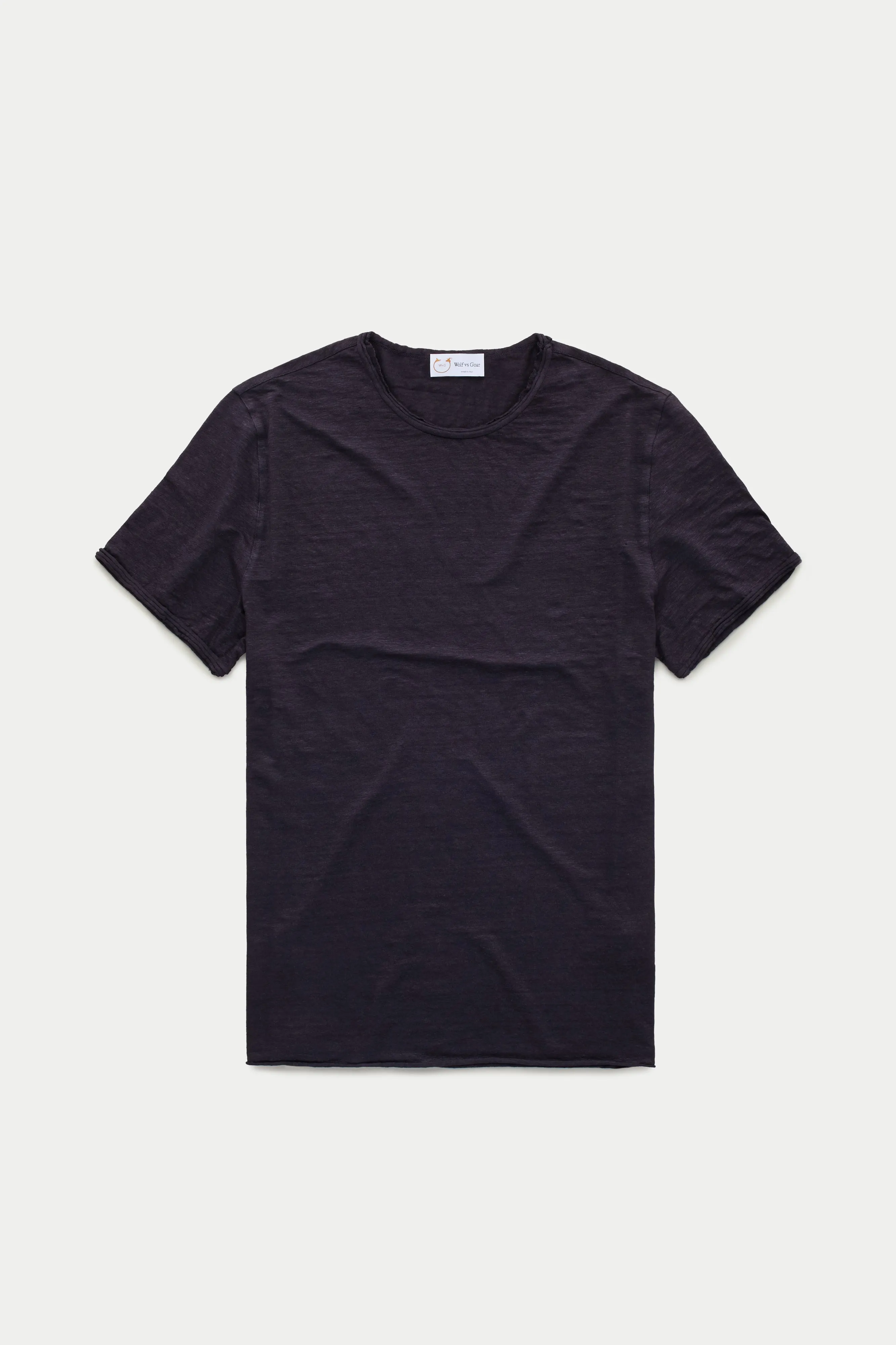 Short Sleeve Linen Roll Neck Tee Shirt Mood Indigo sold by Wolf vs Goat
