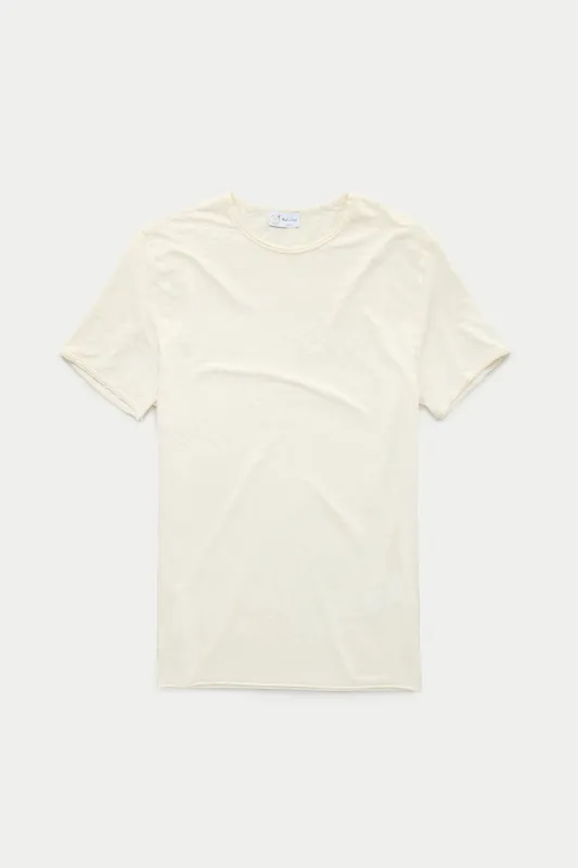 Short Sleeve Linen Roll Neck Tee Shirt Birch sold by Wolf vs Goat
