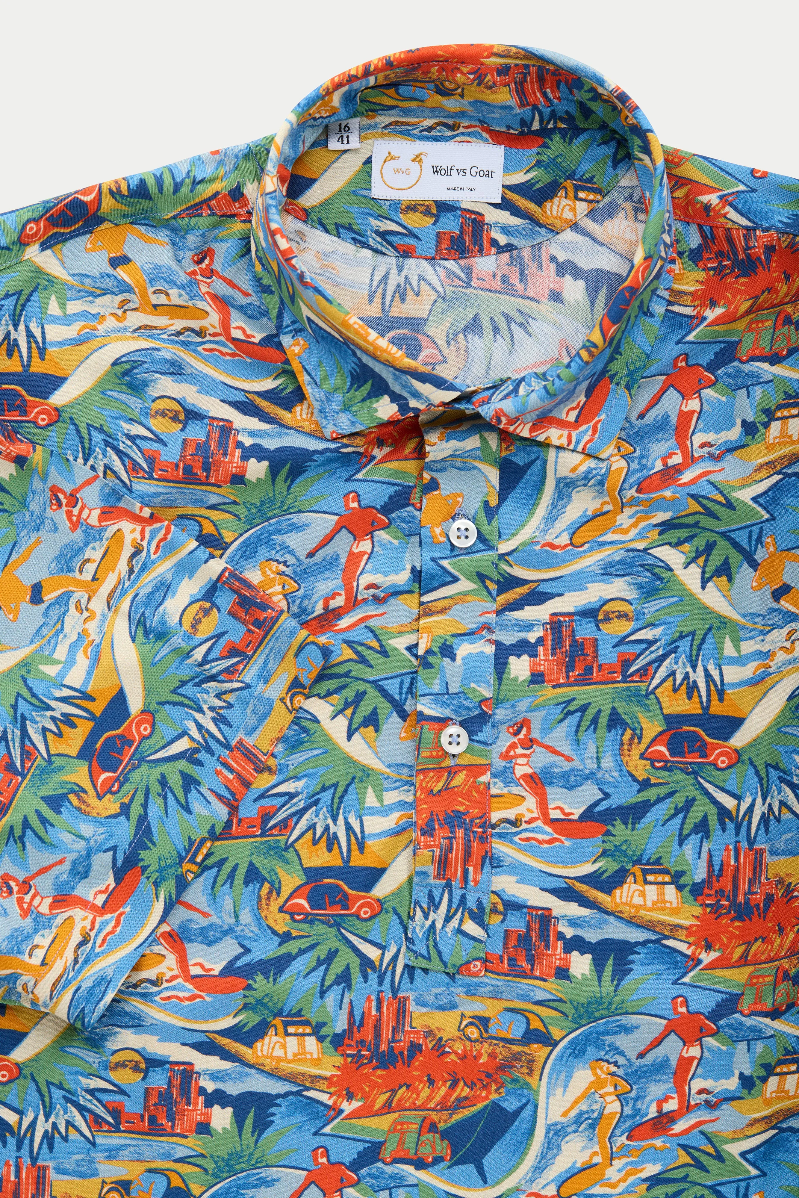 Viscose Pop Over Shirt Hawaiian Print sold by Wolf vs Goat product image thumbnail 3