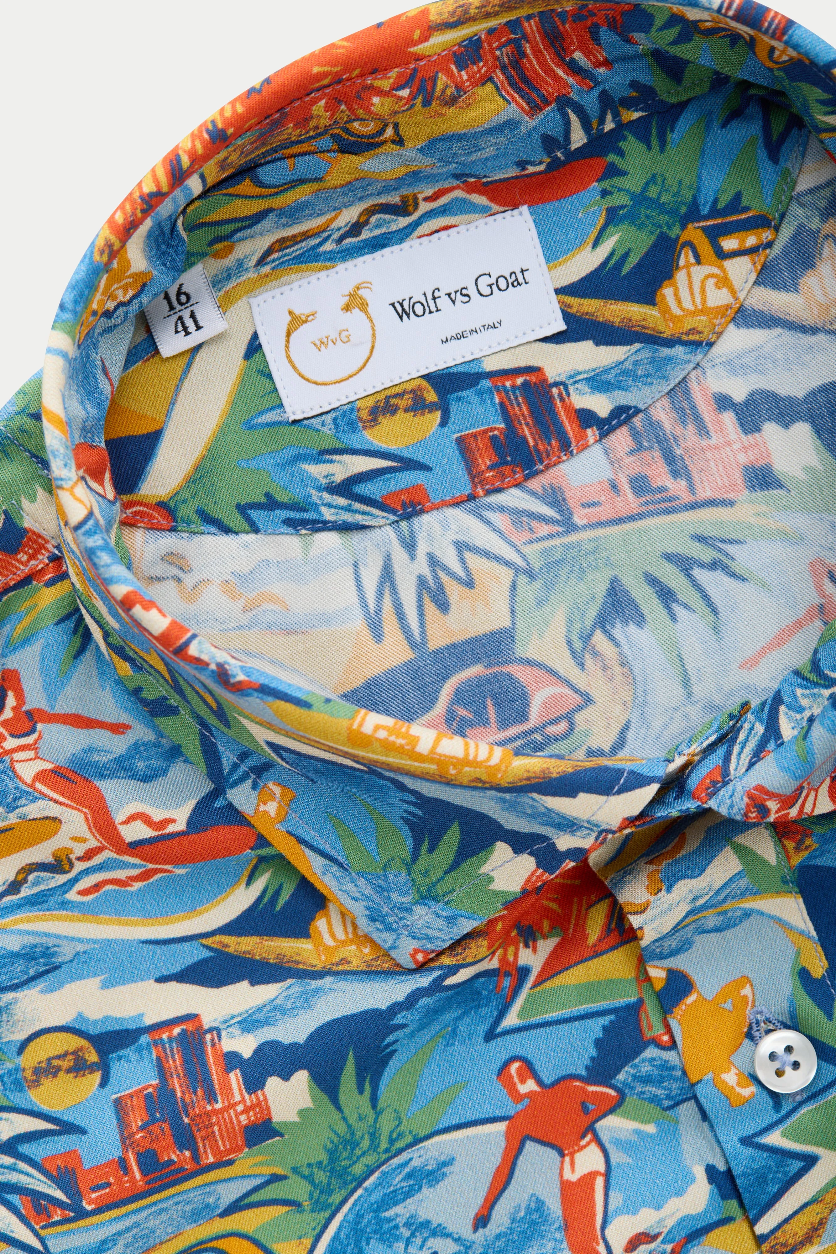 Viscose Pop Over Shirt Hawaiian Print sold by Wolf vs Goat product image thumbnail 4