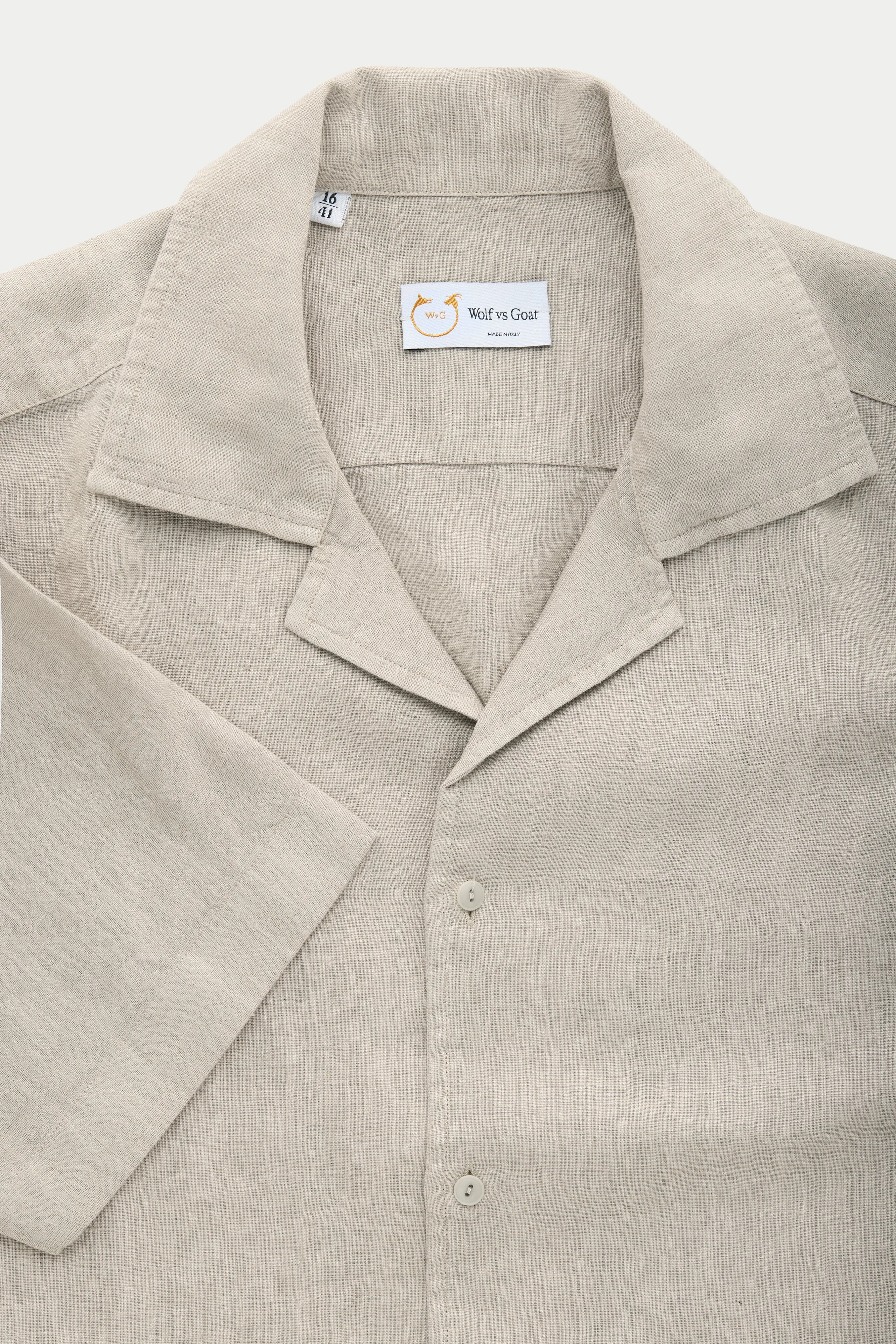 Linen Bowling Shirt Oxford Tan sold by Wolf vs Goat product image thumbnail 3
