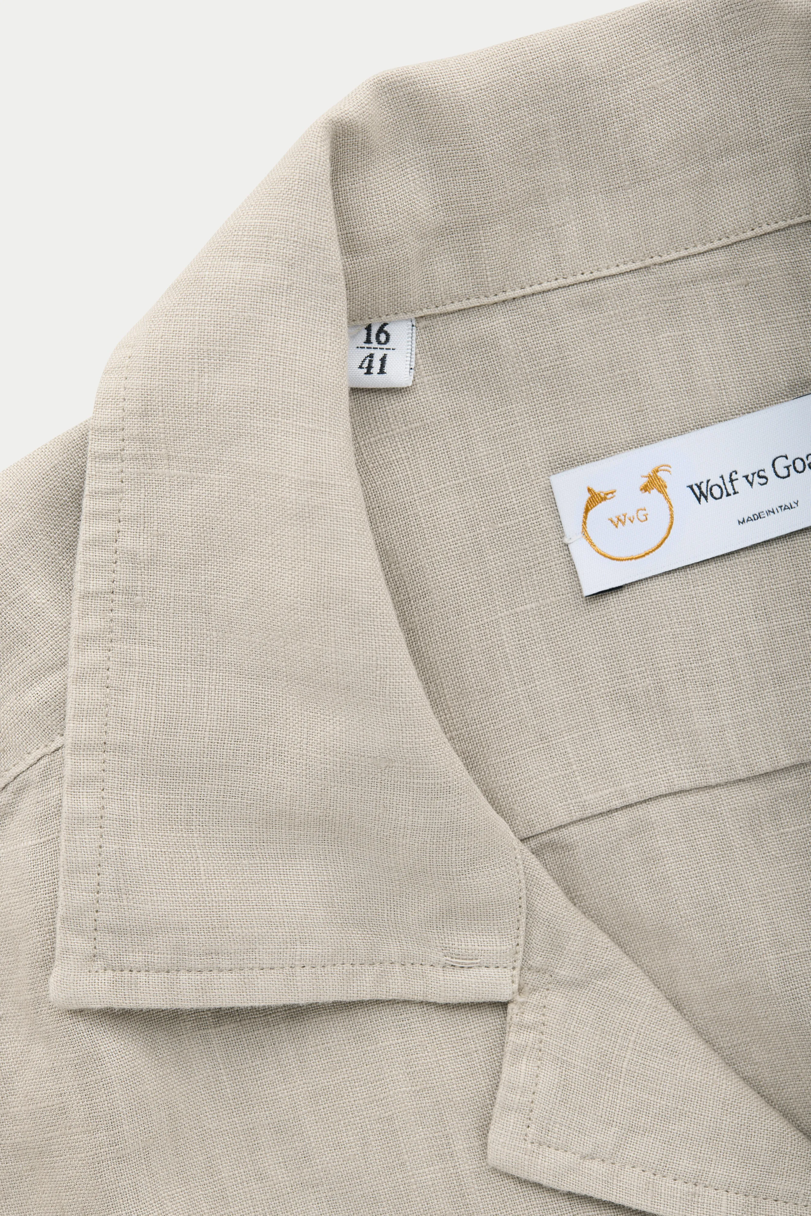 Linen Bowling Shirt Oxford Tan sold by Wolf vs Goat product image thumbnail 4