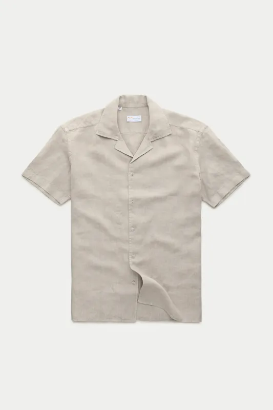 Linen Bowling Shirt Oxford Tan sold by Wolf vs Goat