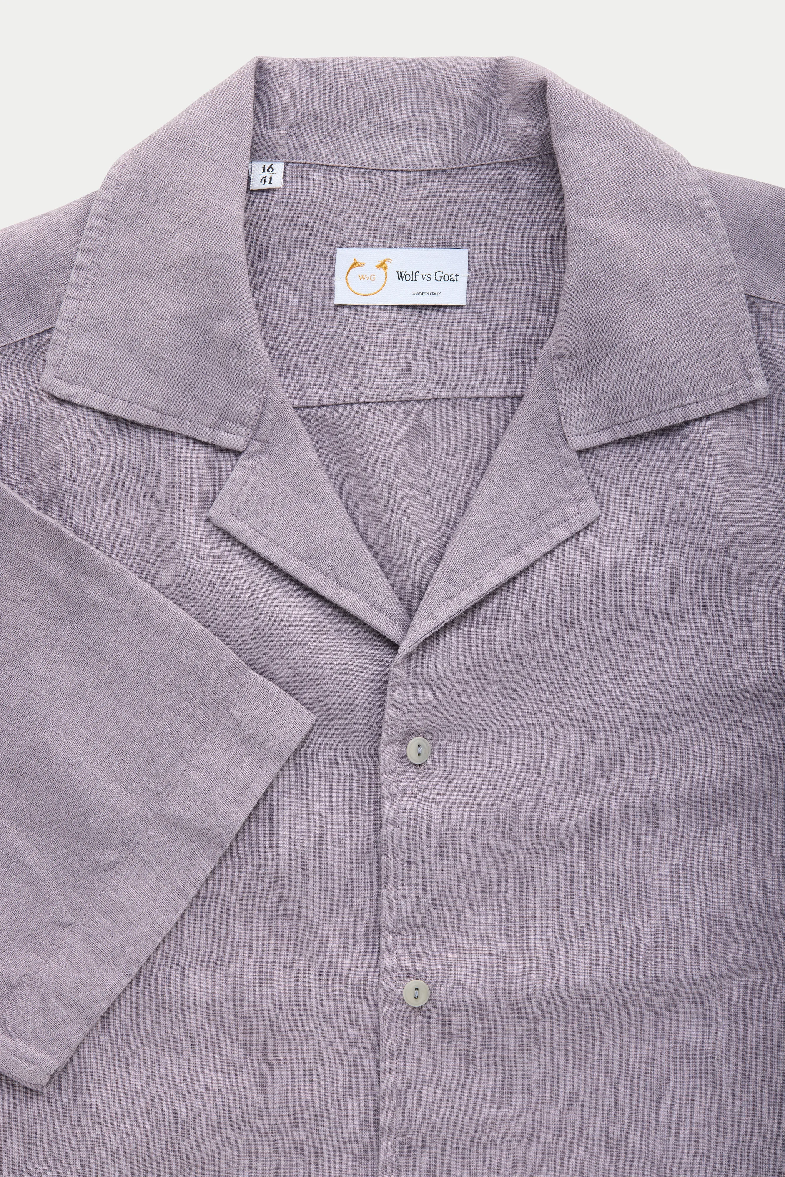 Linen Bowling Shirt Lavender Aura sold by Wolf vs Goat product image thumbnail 3
