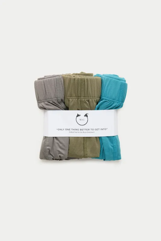 Lyocell Boxer Briefs Functional Fly Charcoal Grey, Burnt Olive and Storm Blue 3 Pack sold by Wolf vs Goat