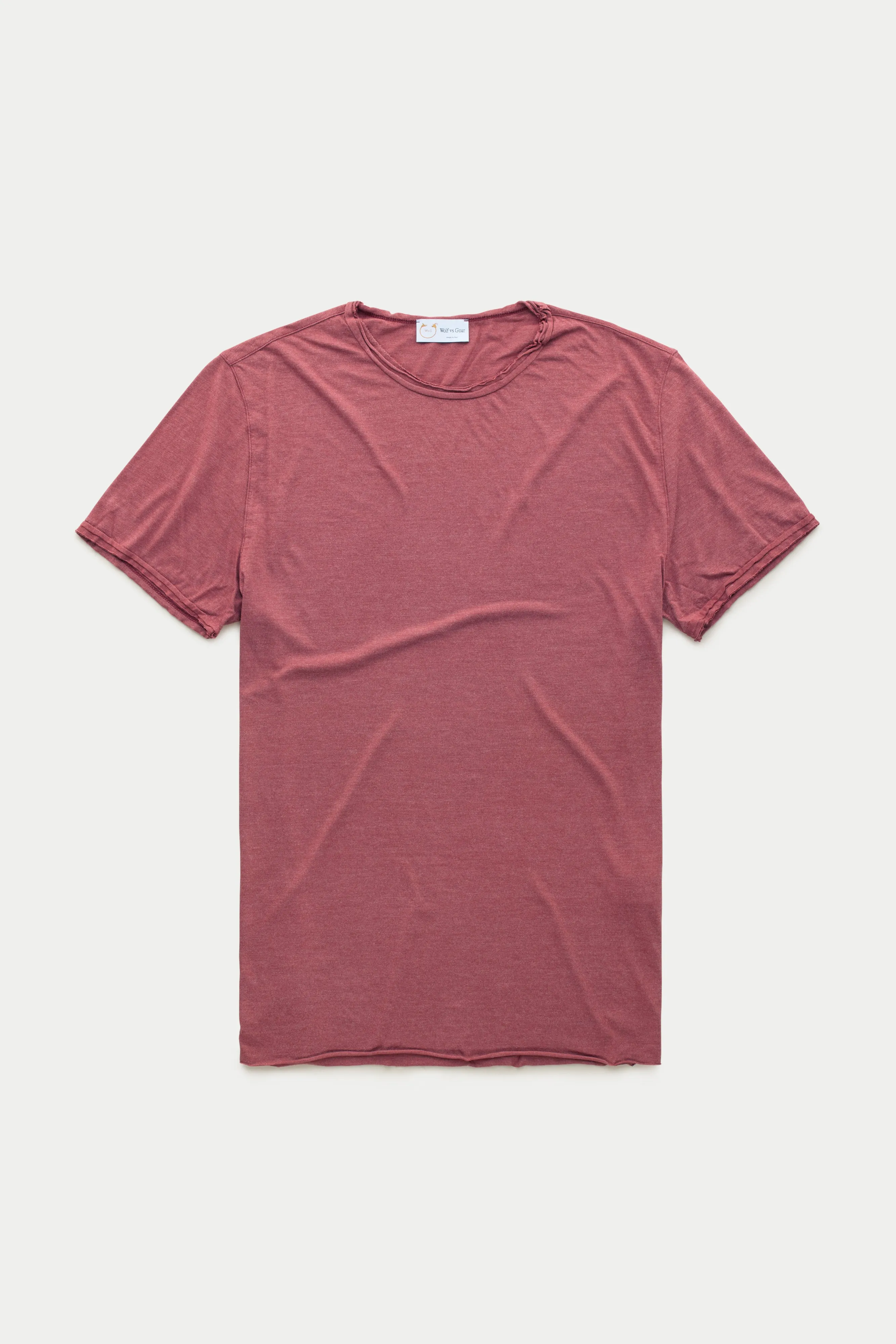 Light Weight Bamboo Sorona Short Sleeve Roll Neck T-Shirt Rosewood sold by Wolf vs Goat