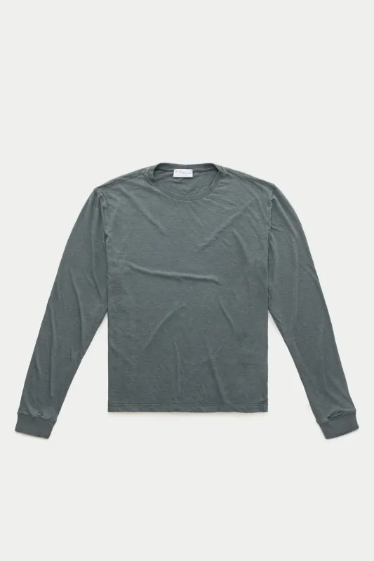 Light Weight Bamboo Sorona Long Sleeve Crew Neck T-Shirt Darkest Spruce sold by Wolf vs Goat