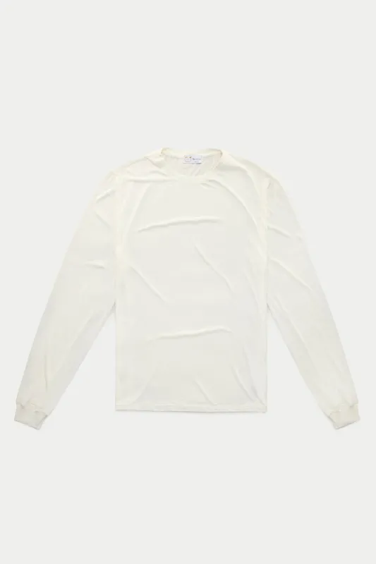 Light Weight Bamboo Sorona Long Sleeve Crew Neck T-Shirt Milk Frost sold by Wolf vs Goat