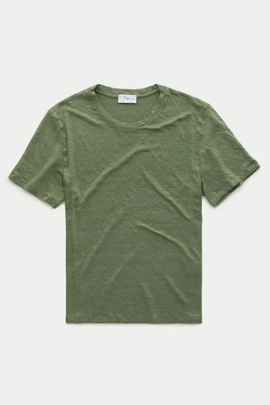 Short Sleeve Linen Crew Neck Tee Verde sold by Wolf vs Goat