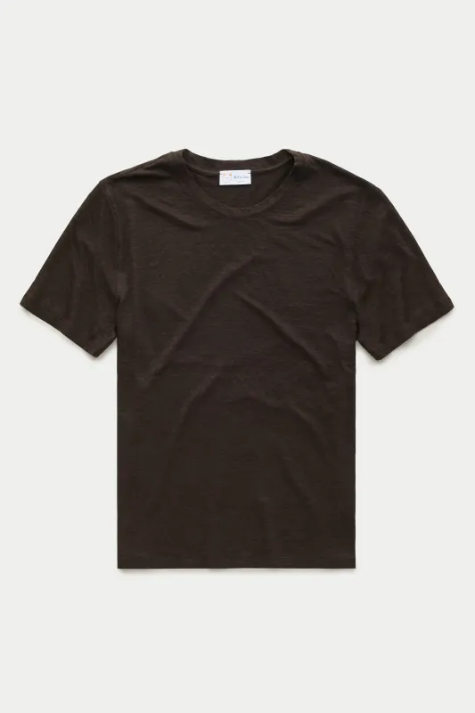 Short Sleeve Linen Crew Neck Tee Chocolate sold by Wolf vs Goat