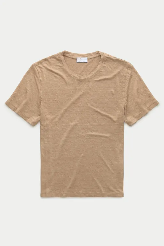 Short Sleeve Linen Crew Neck Tee Hazelnut sold by Wolf vs Goat