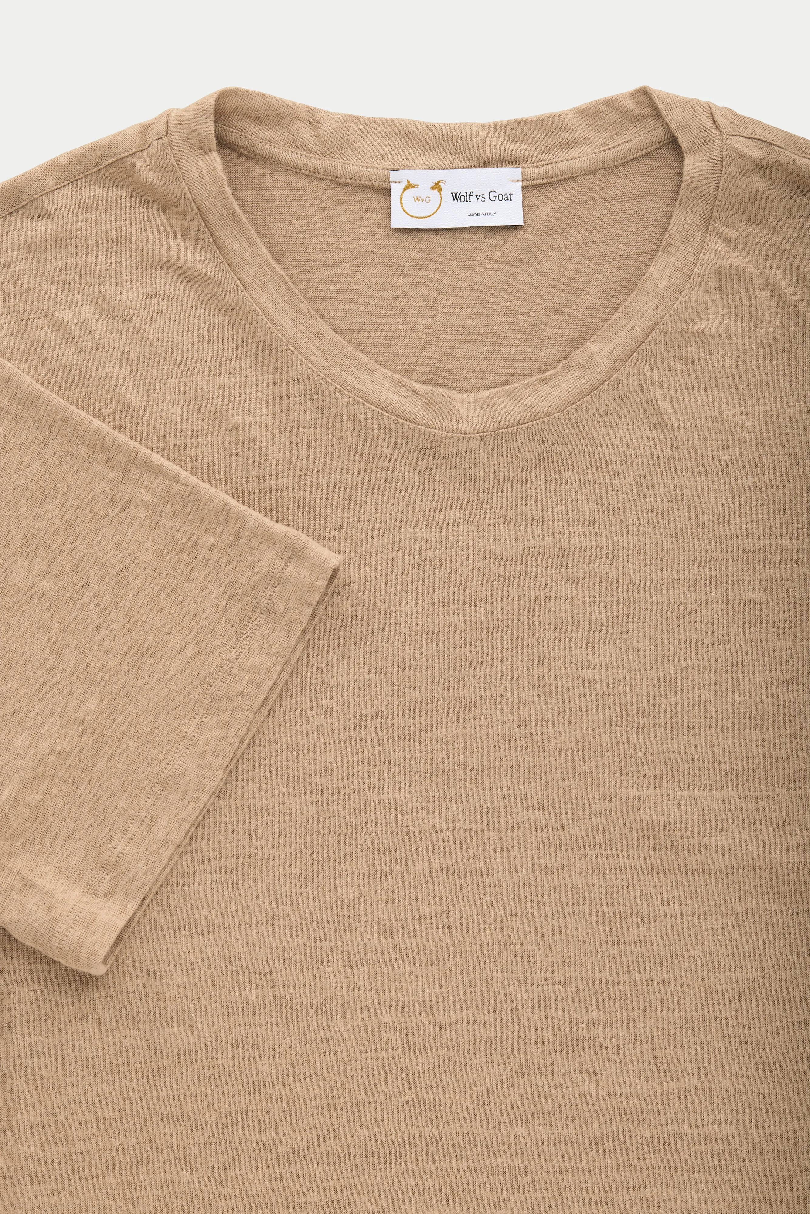 Short Sleeve Linen Crew Neck Tee Hazelnut sold by Wolf vs Goat product image thumbnail 2