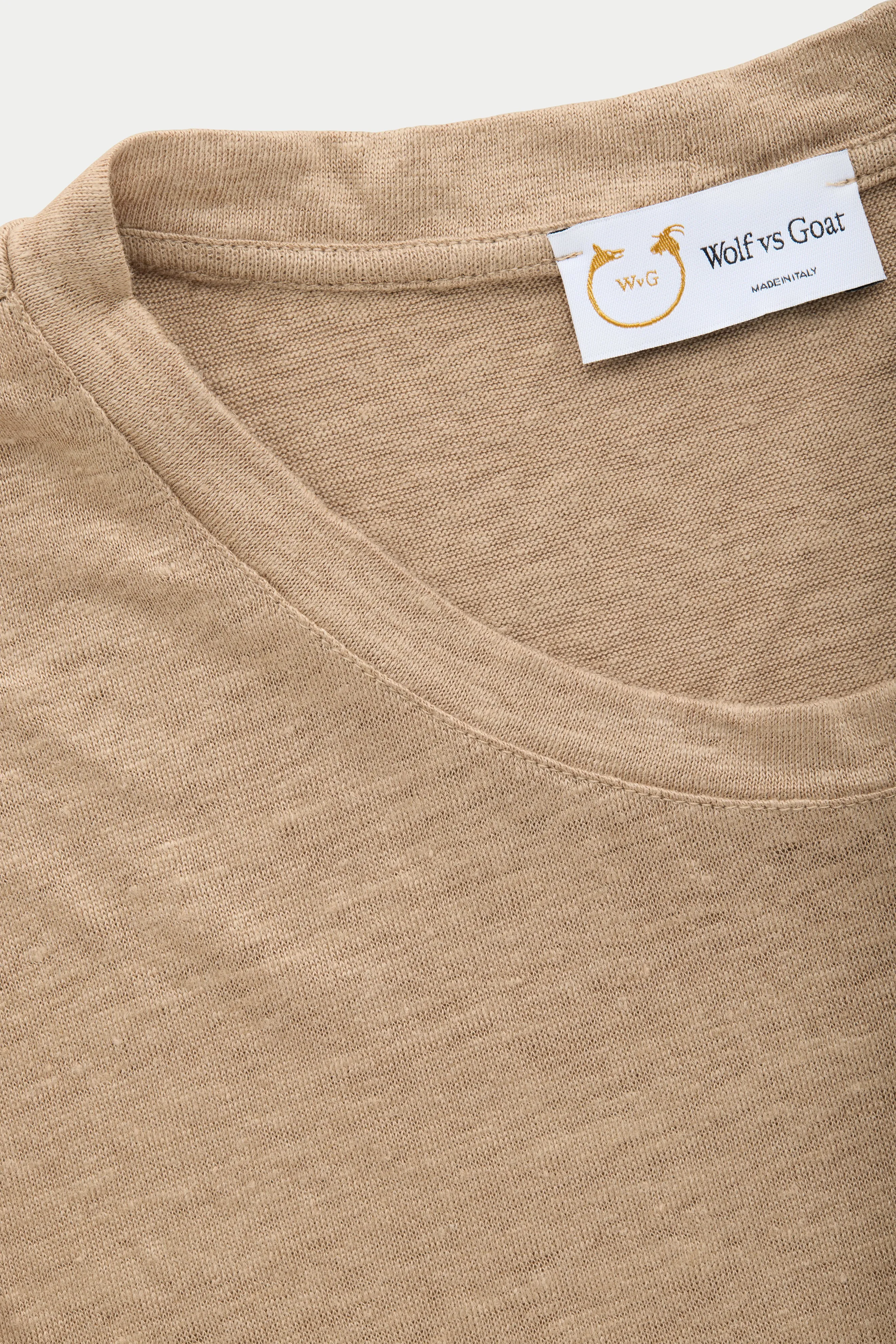 Short Sleeve Linen Crew Neck Tee Hazelnut sold by Wolf vs Goat product image thumbnail 3