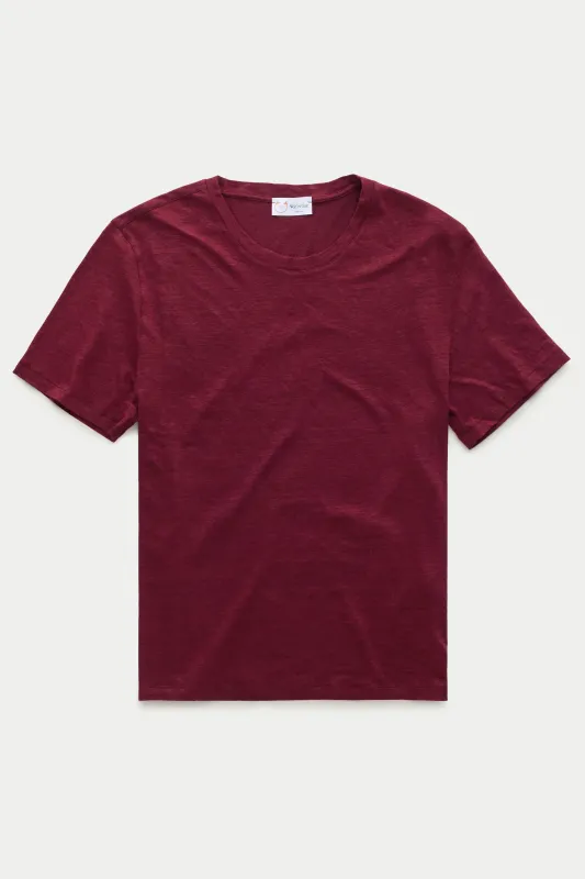 Short Sleeve Linen Crew Neck Tee Rosso sold by Wolf vs Goat