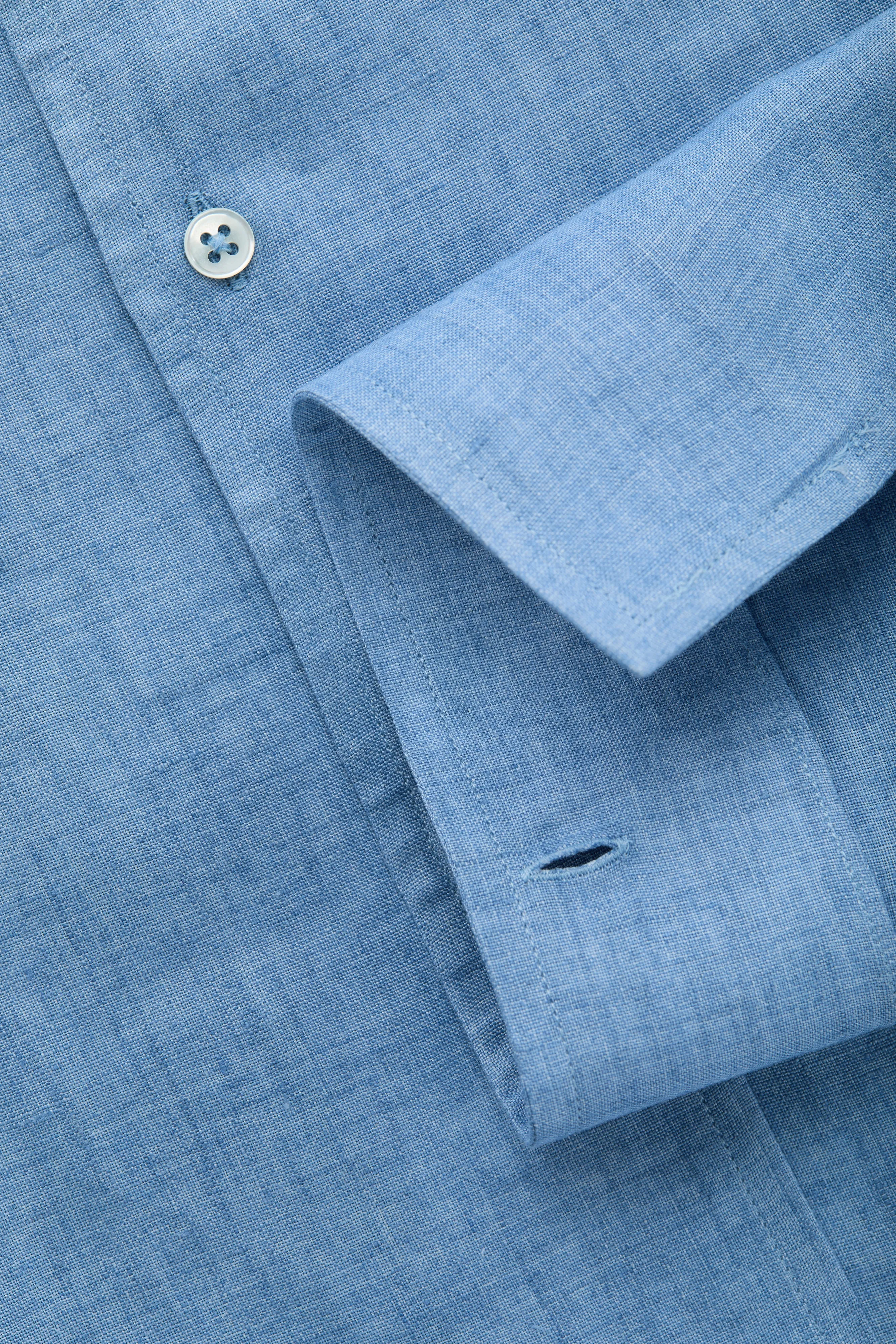 Linen Bowling Shirt Oxford Blue sold by Wolf vs Goat product image thumbnail 4