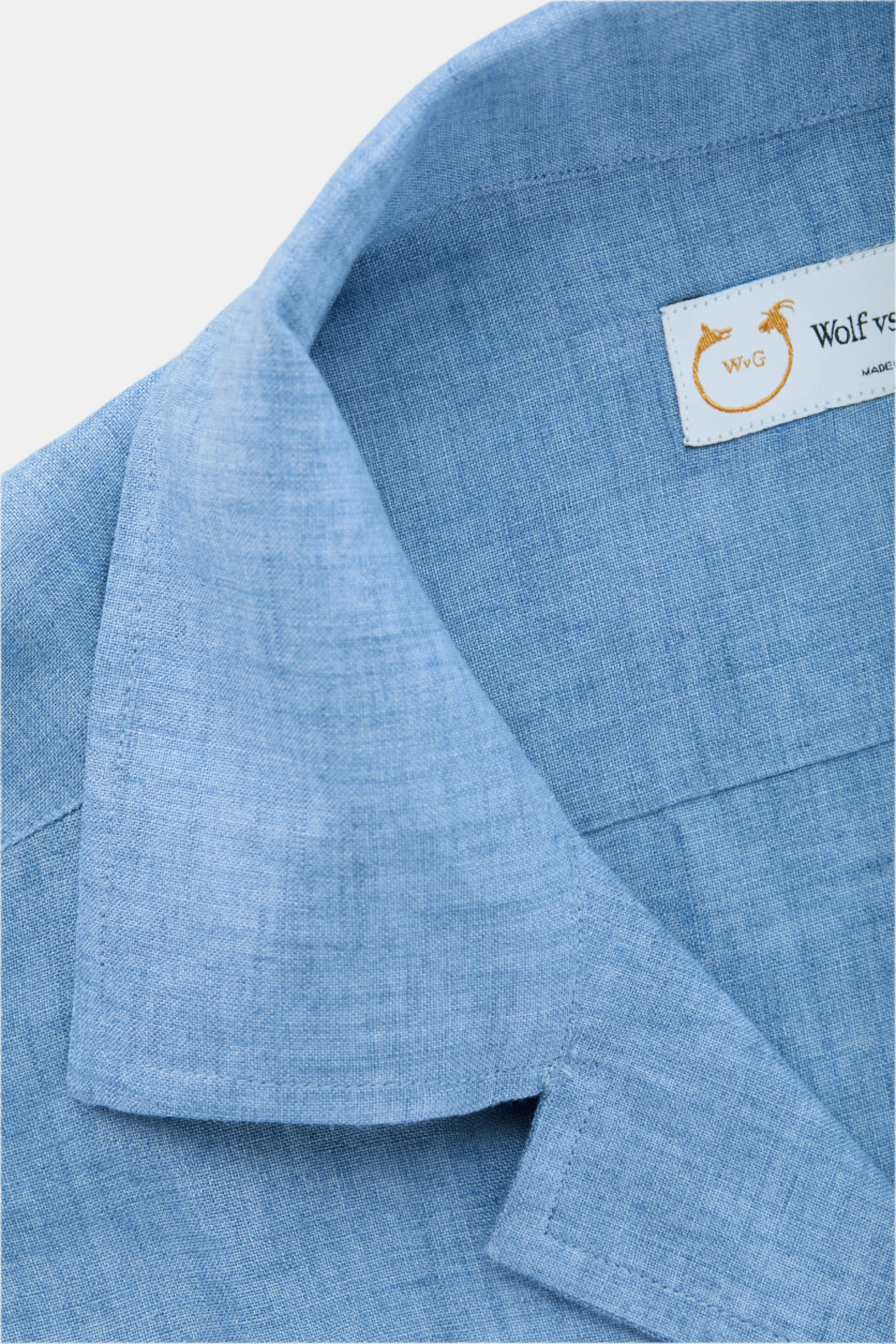 Linen Bowling Shirt Oxford Blue sold by Wolf vs Goat product image thumbnail 3