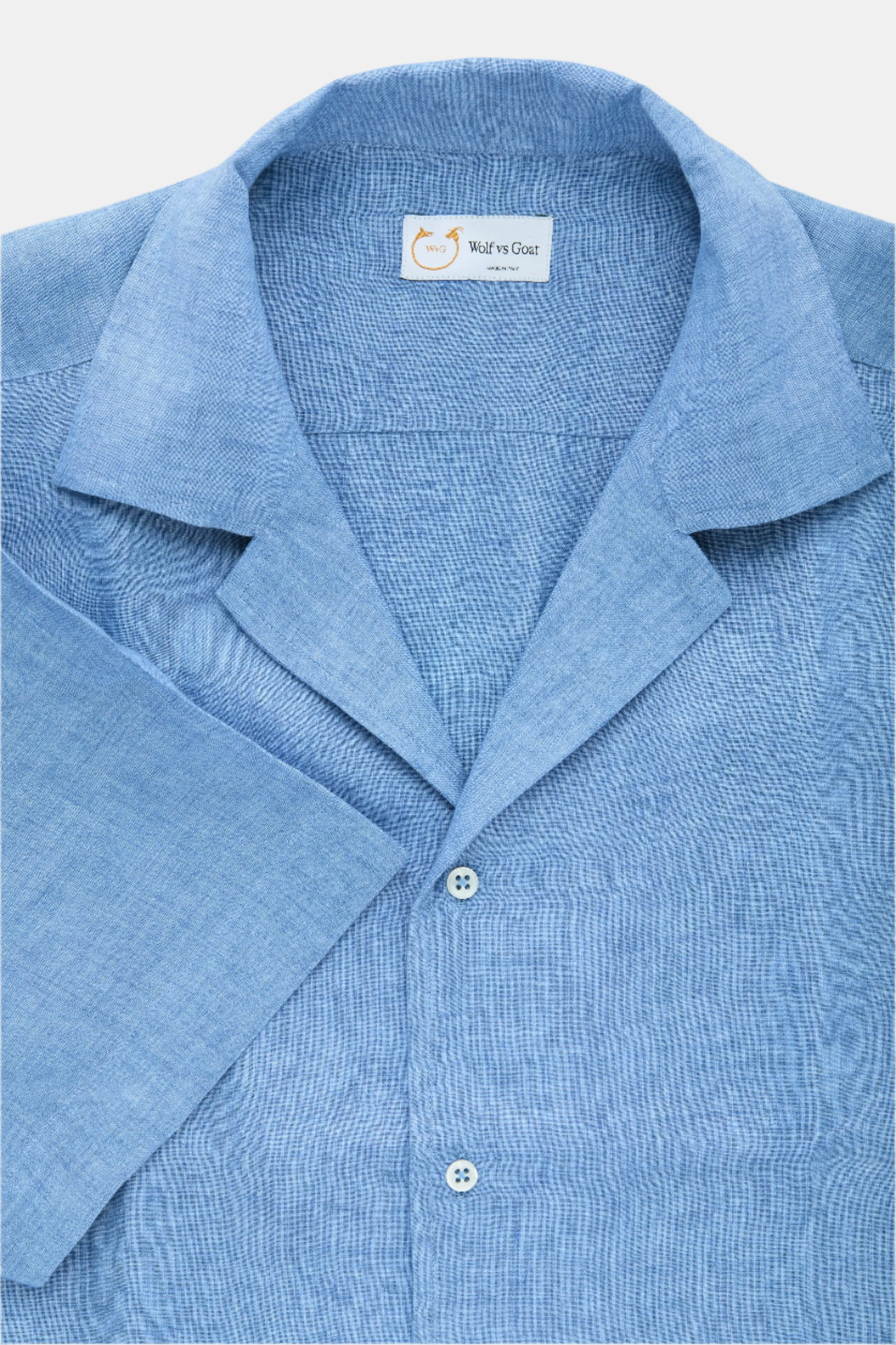 Linen Bowling Shirt Oxford Blue sold by Wolf vs Goat product image thumbnail 2