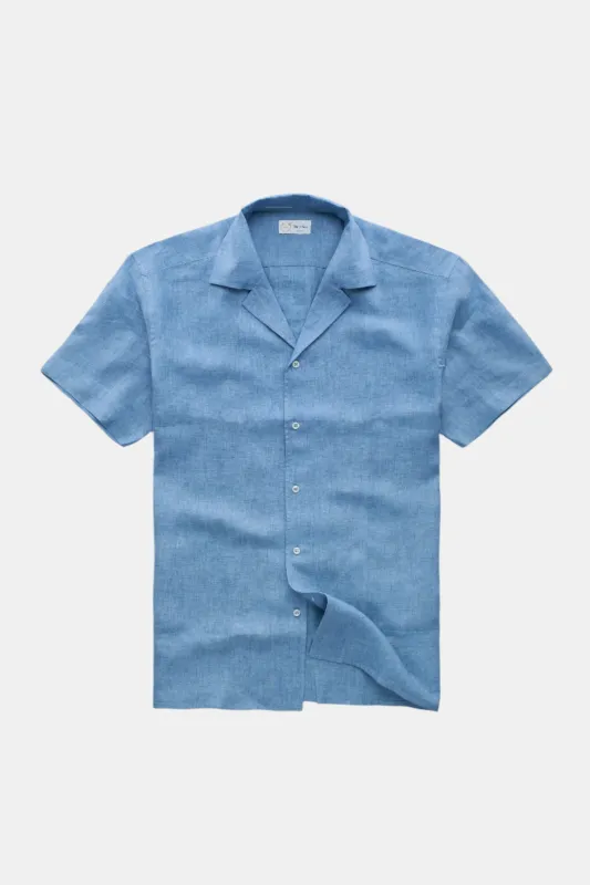 Linen Bowling Shirt Oxford Blue sold by Wolf vs Goat
