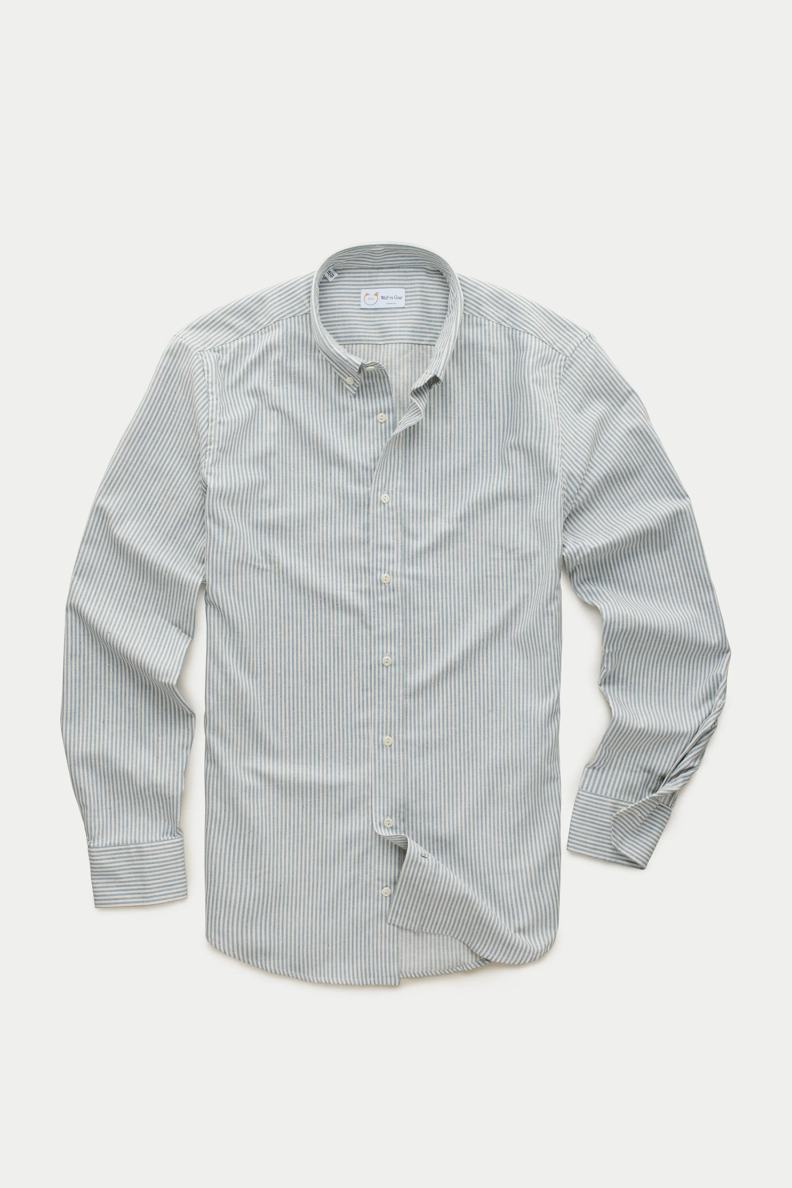 Long Sleeve Slim Before-Dinner Button Down Cotton Shirt Blue Conductor sold by Wolf vs Goat