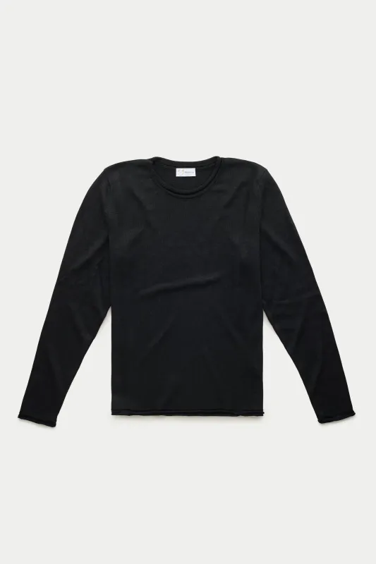 Long Sleeve Knitted Linen Cotton Roll Neck Black sold by Wolf vs Goat