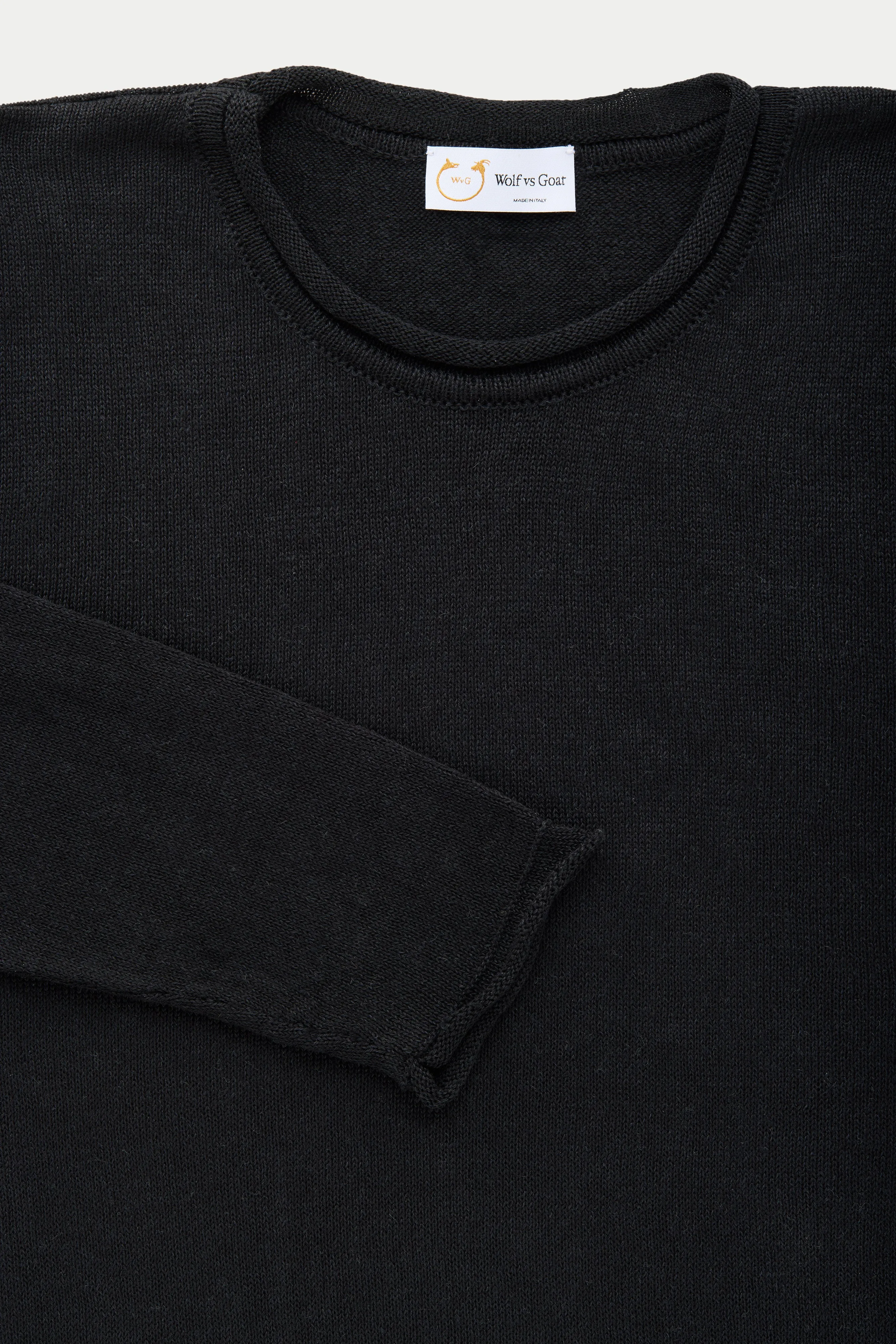 Long Sleeve Knitted Linen Cotton Roll Neck Black sold by Wolf vs Goat product image thumbnail 2