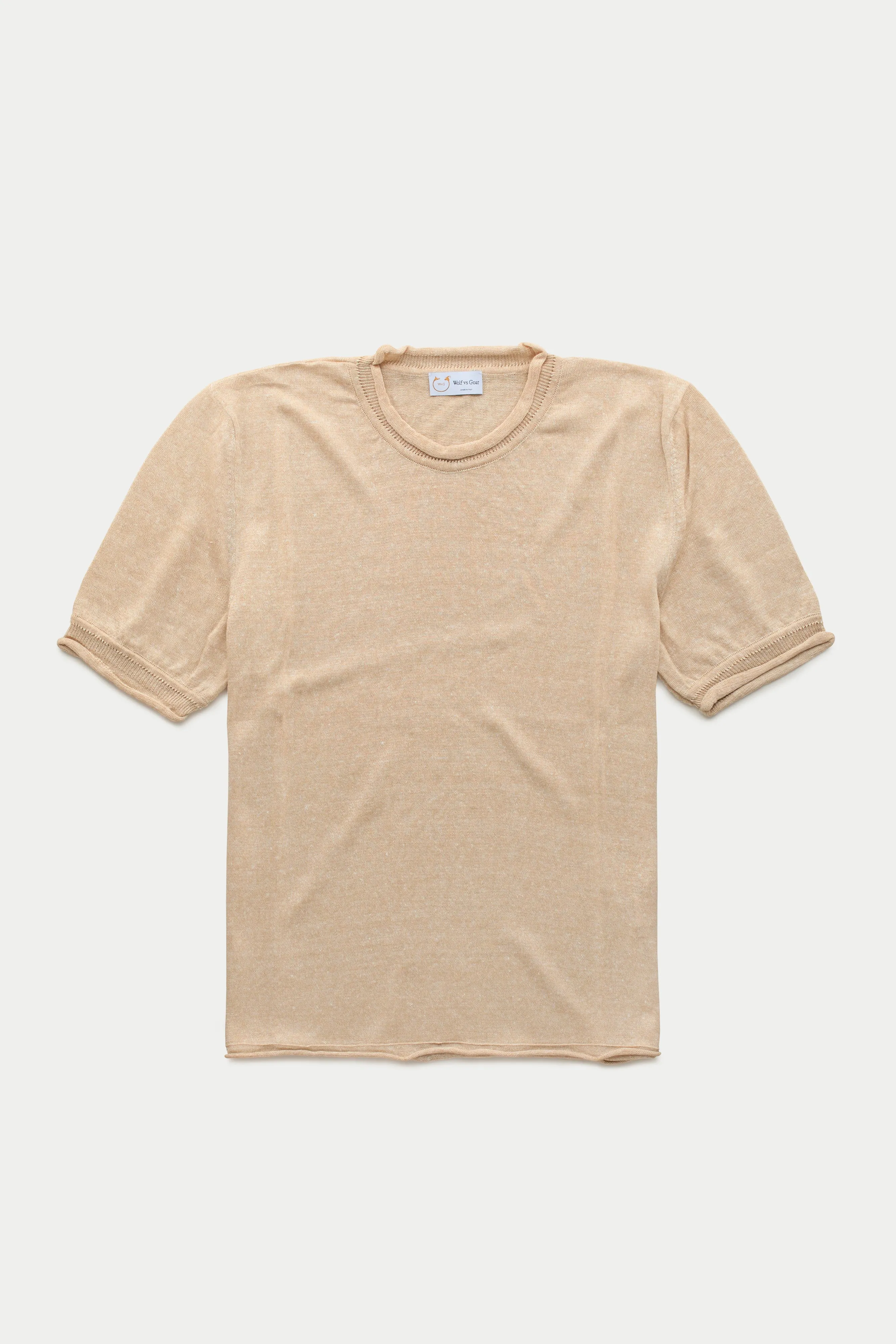 Short Sleeve Knitted Linen Cotton Roll Neck Grano sold by Wolf vs Goat